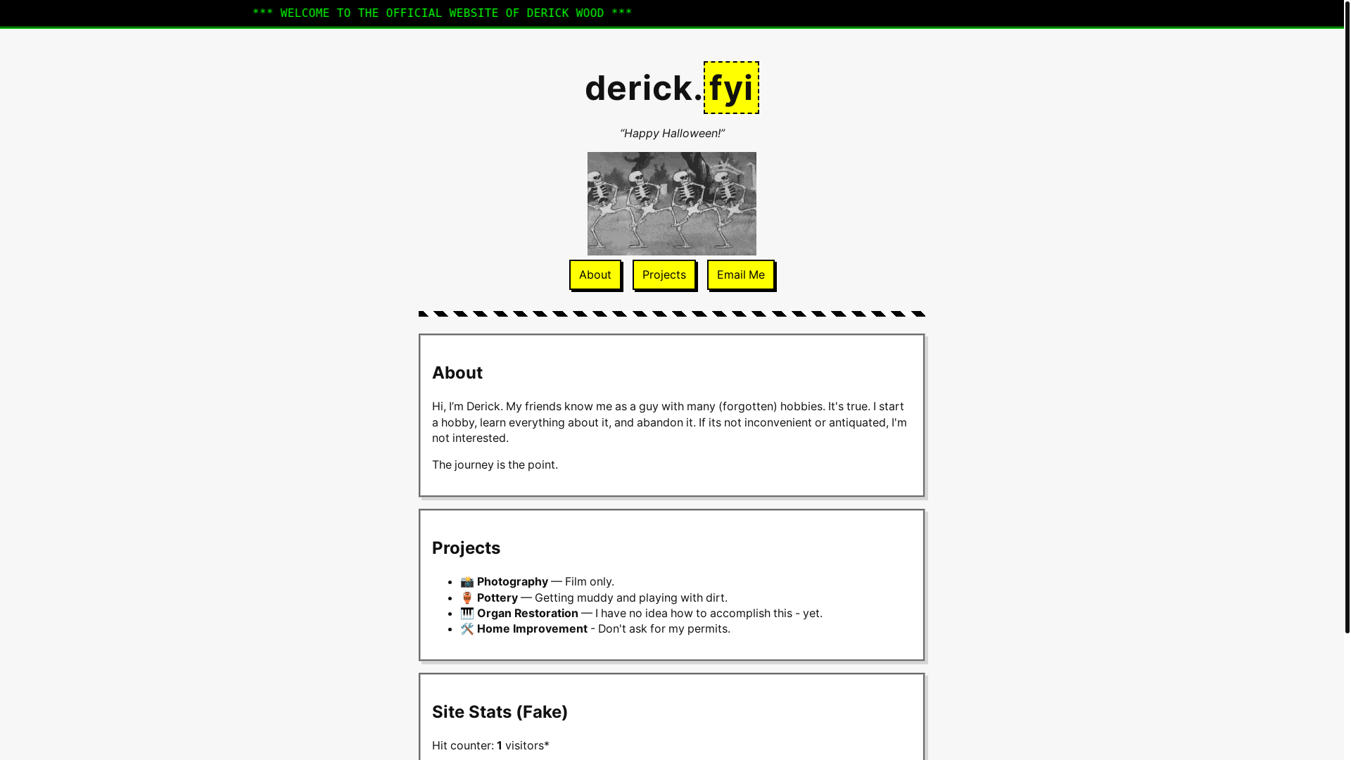 website screenshot of https://derick-fyi.pages.dev/