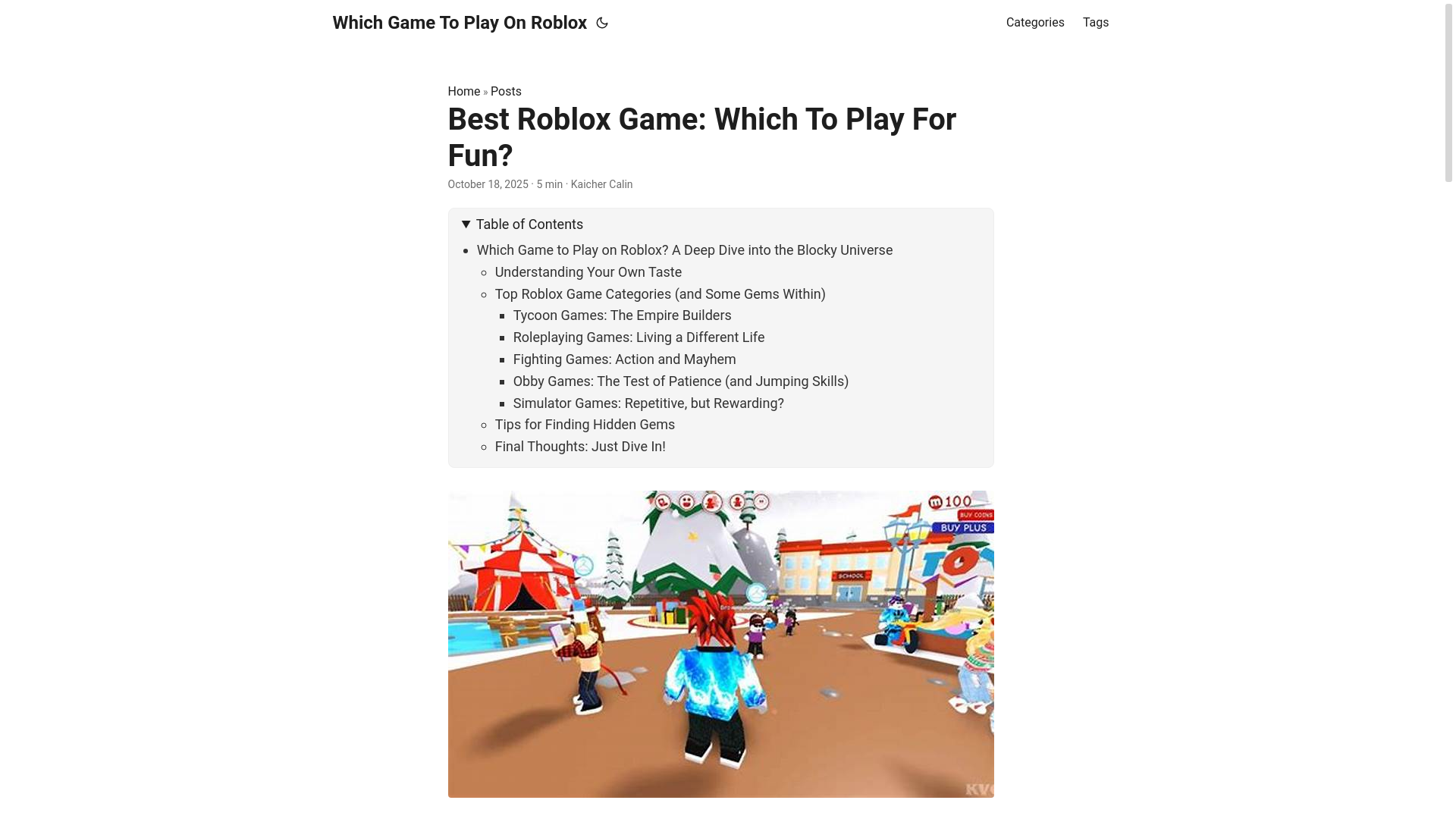 website screenshot of https://which-game-to-play-on-roblox.pages.dev/