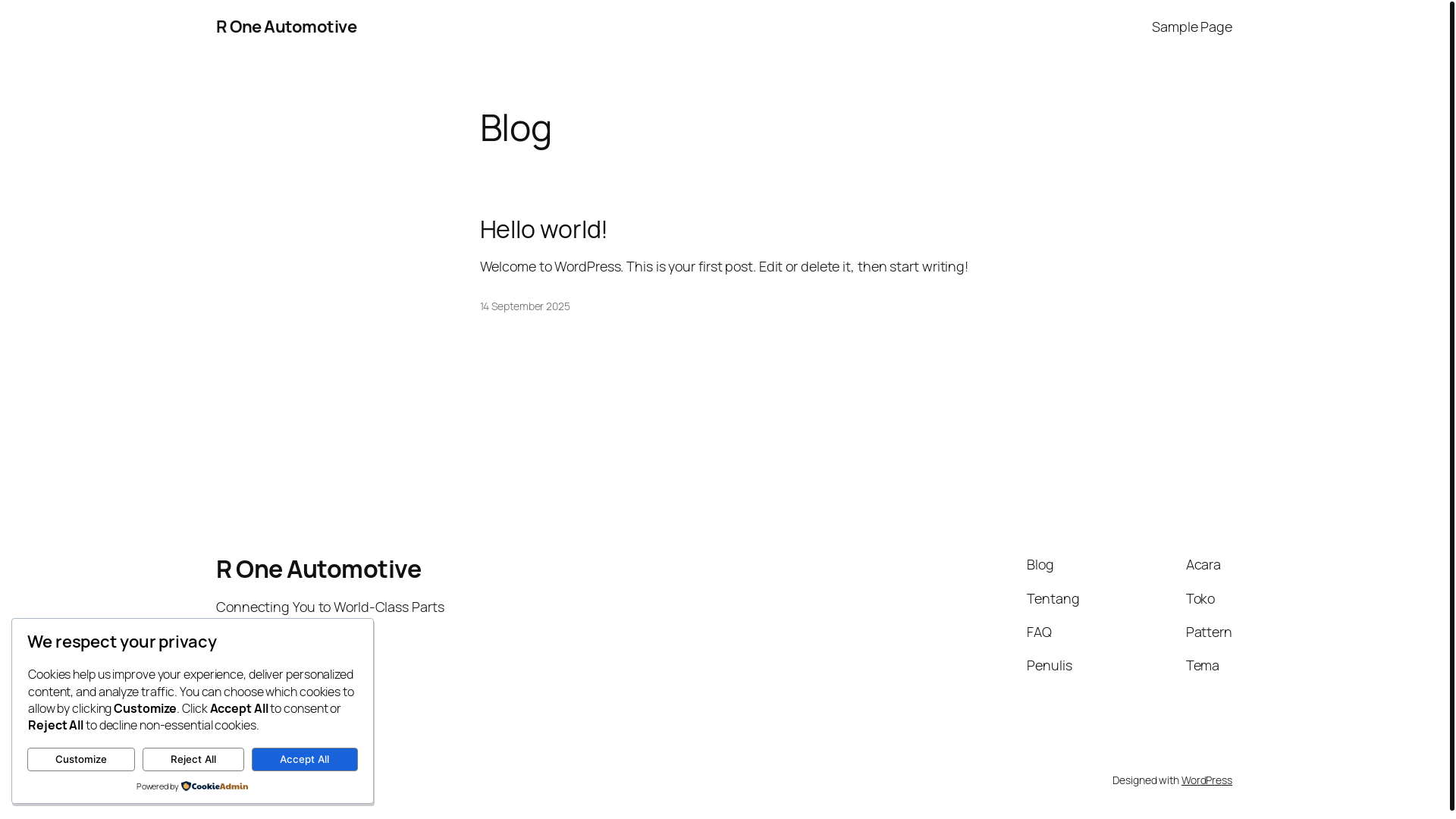 website screenshot of https://r-one-automotive.com/