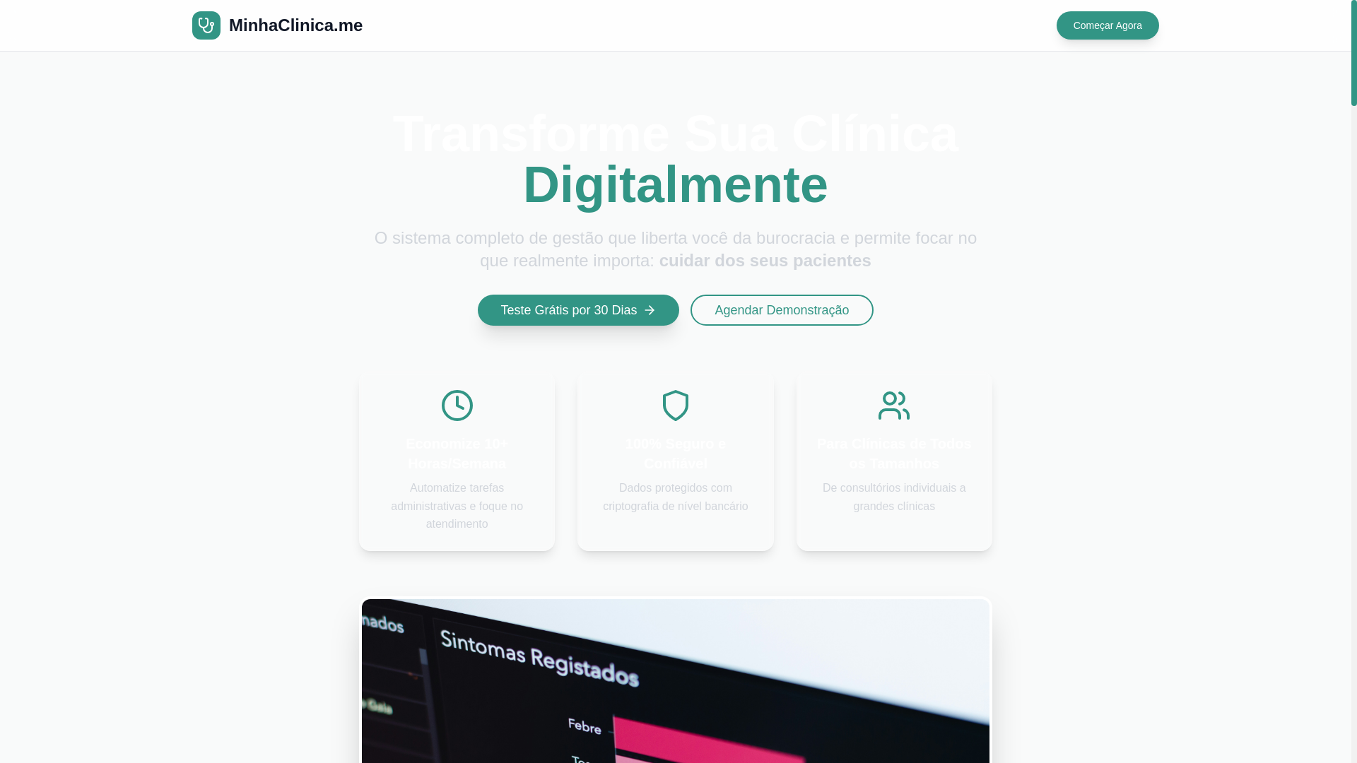 website screenshot of https://minhaclinica.me/