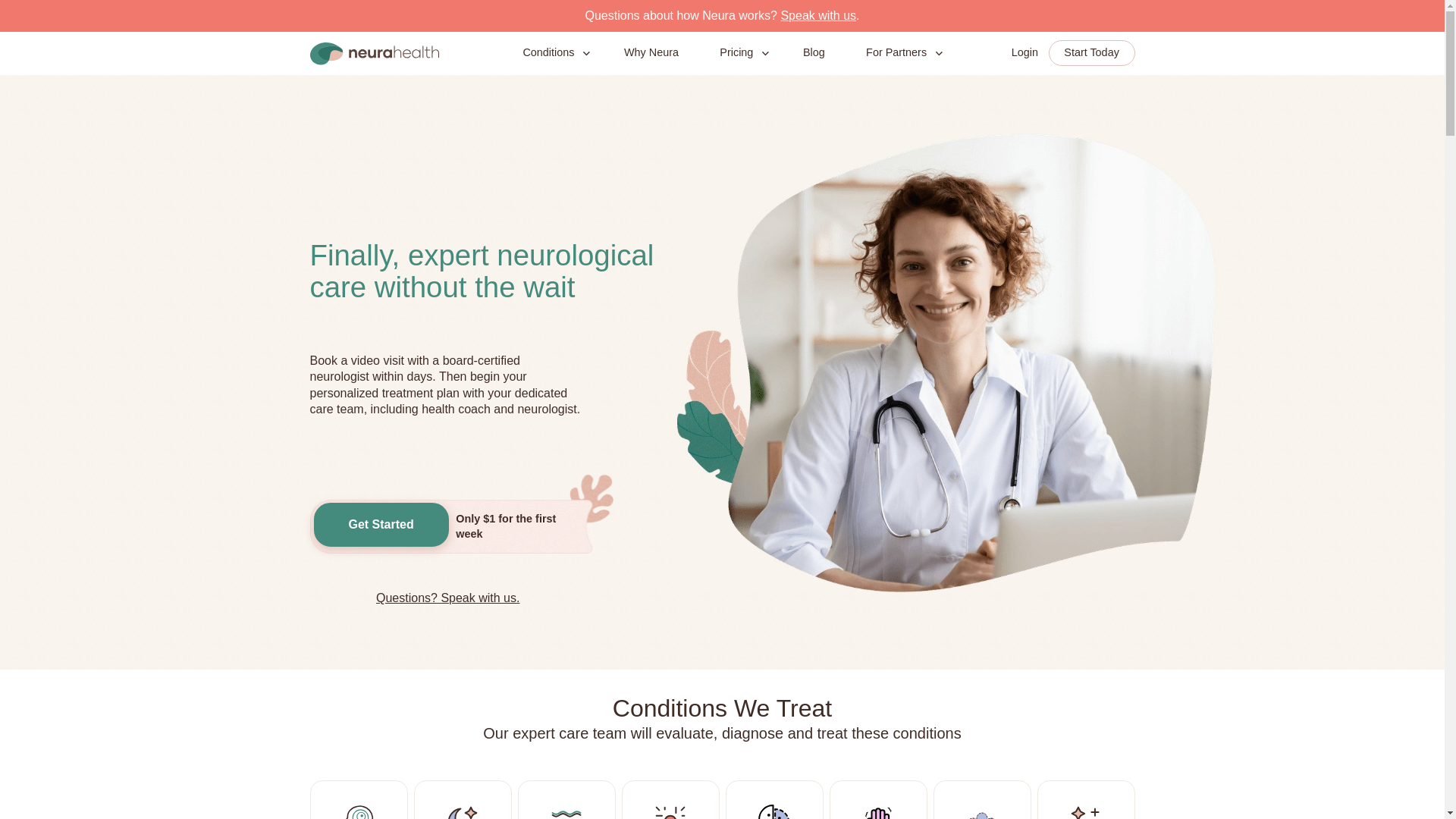 website screenshot of https://neurahealthpro.com/