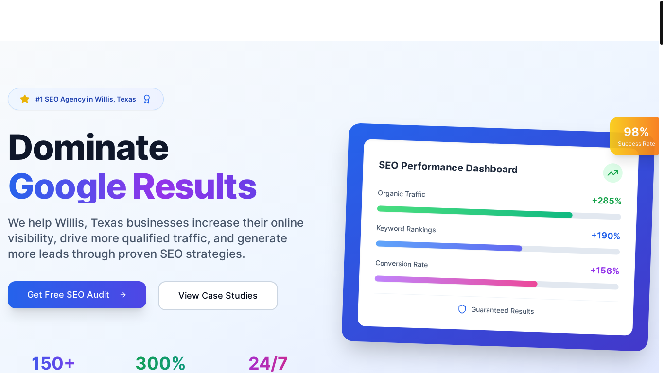 website screenshot of https://willistexasseo.com/