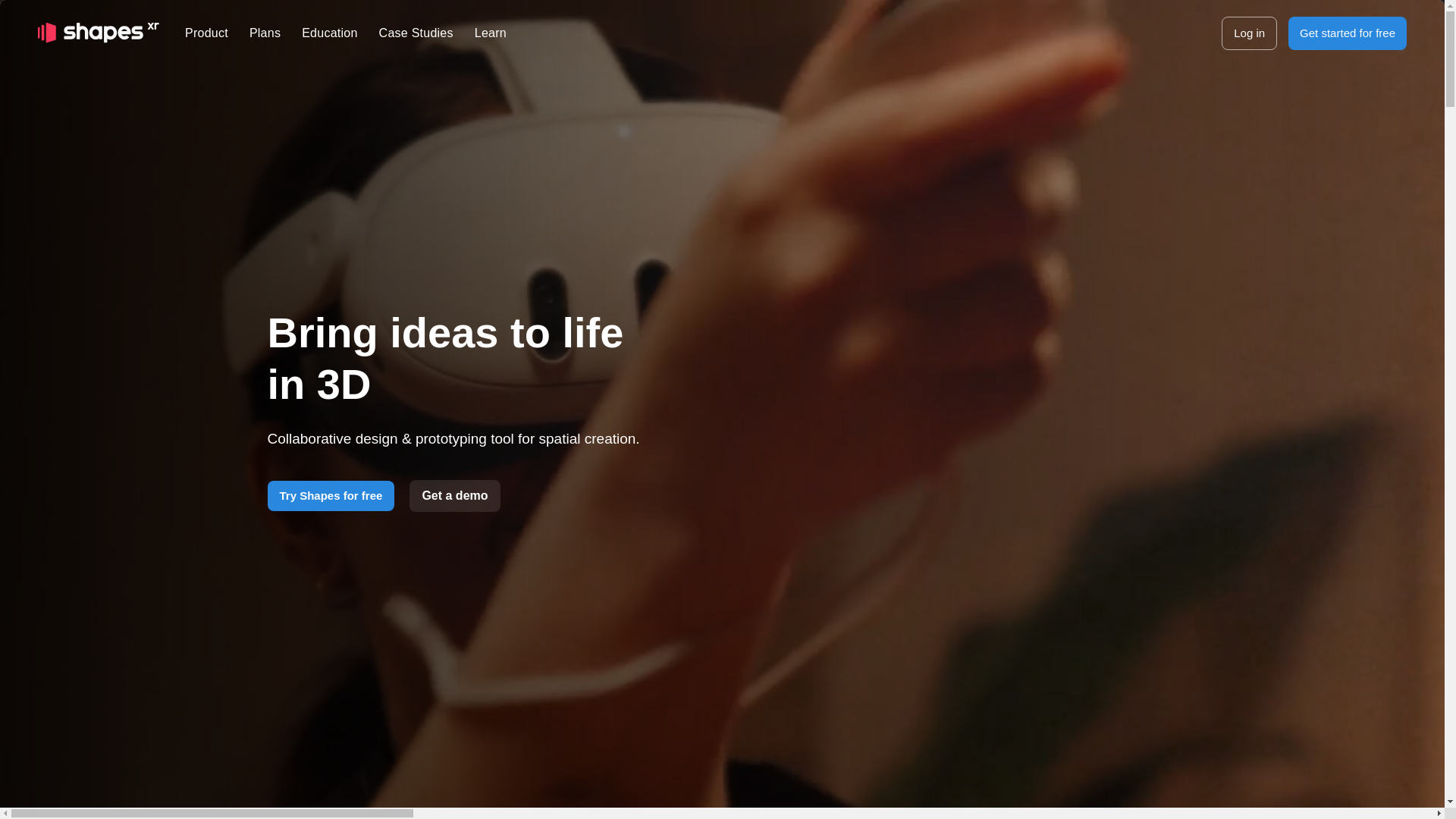 website screenshot of https://shapesxrpro.com/