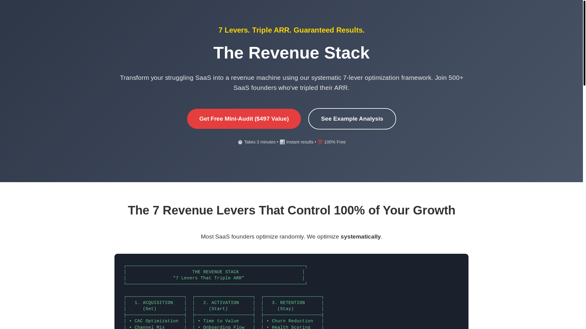 website screenshot of https://test-revenue-stack.pages.dev/