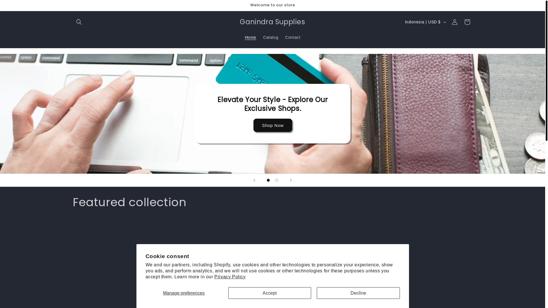 website screenshot of https://ganindrasupplies.com/