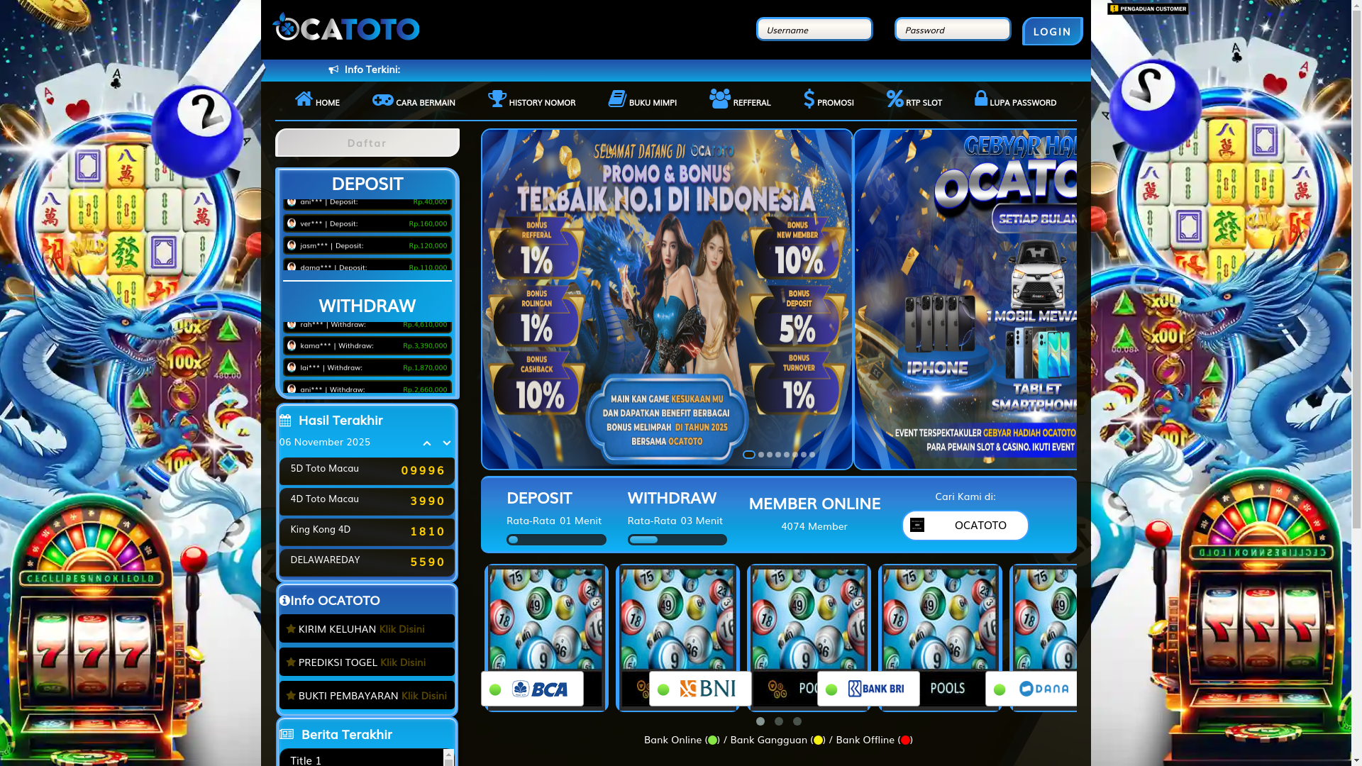 website screenshot of https://ocatotoindo.com/