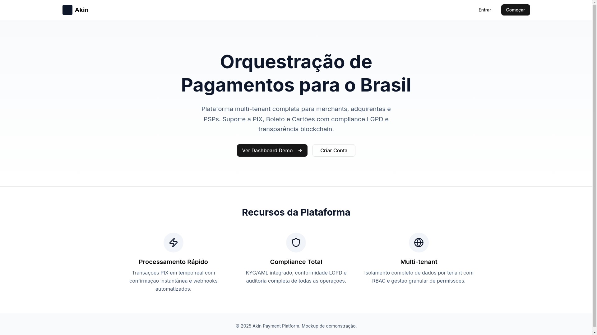 website screenshot of https://akinpay.me/