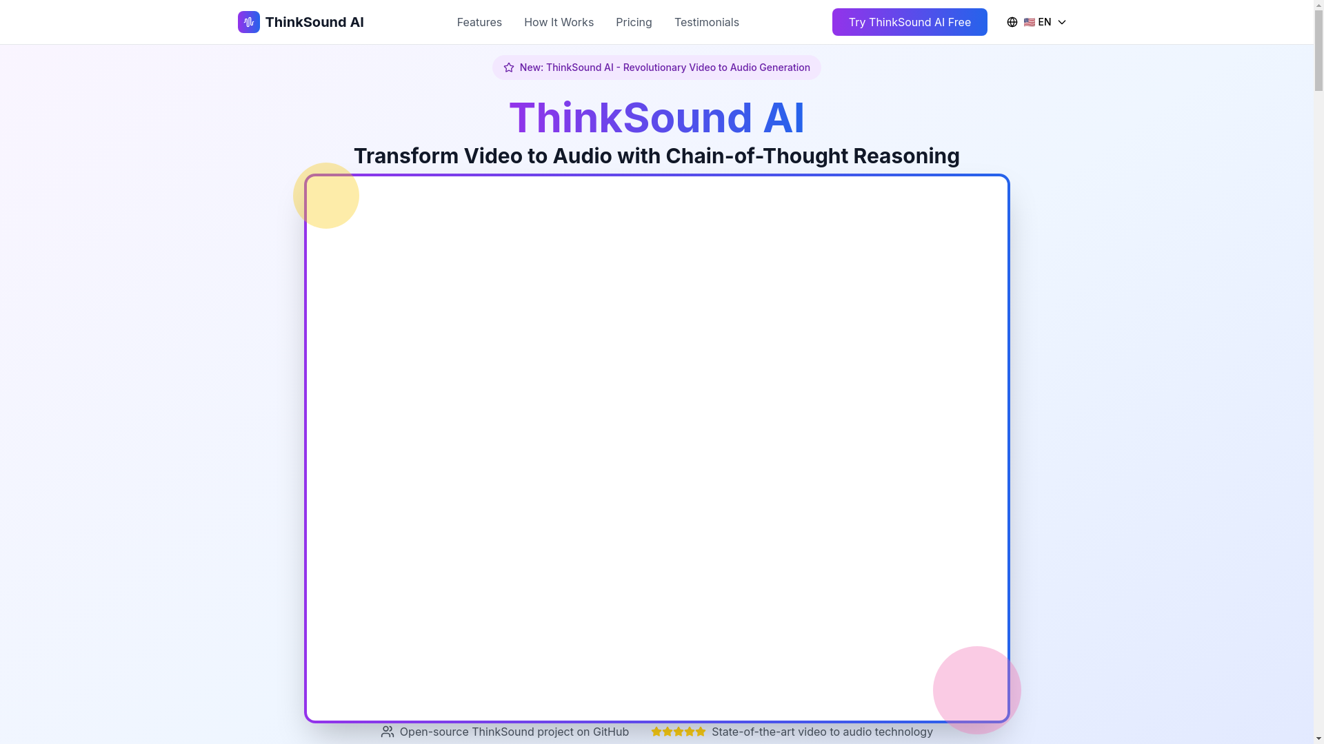 website screenshot of https://thinksoundai.pages.dev/