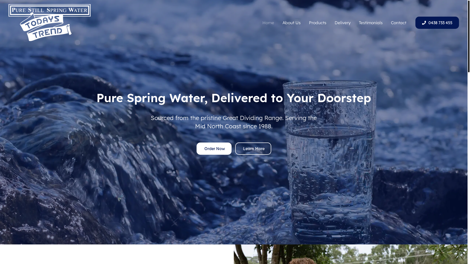 website screenshot of https://purewater2444.com.au/