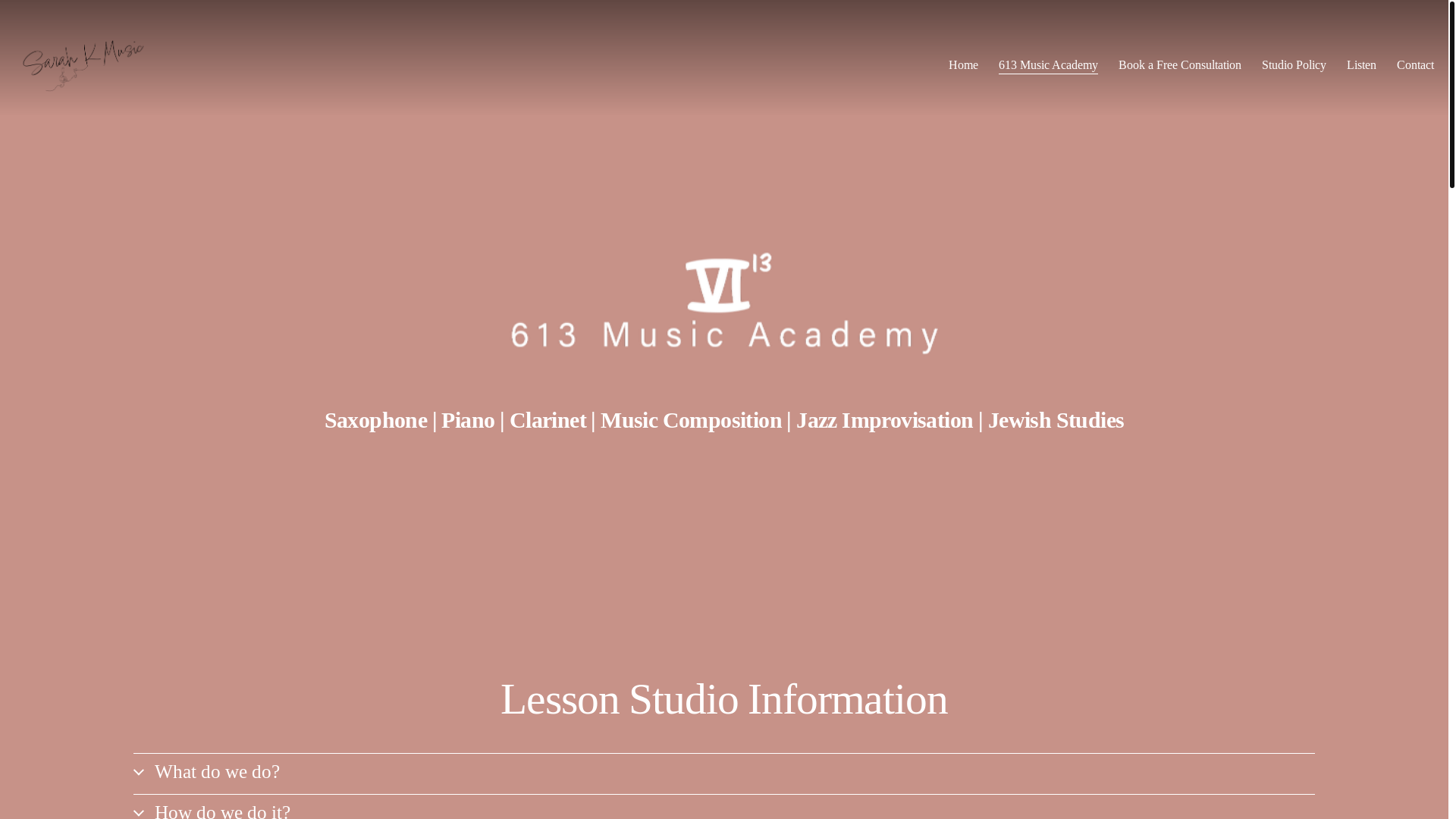 website screenshot of https://613musicacademy.com/