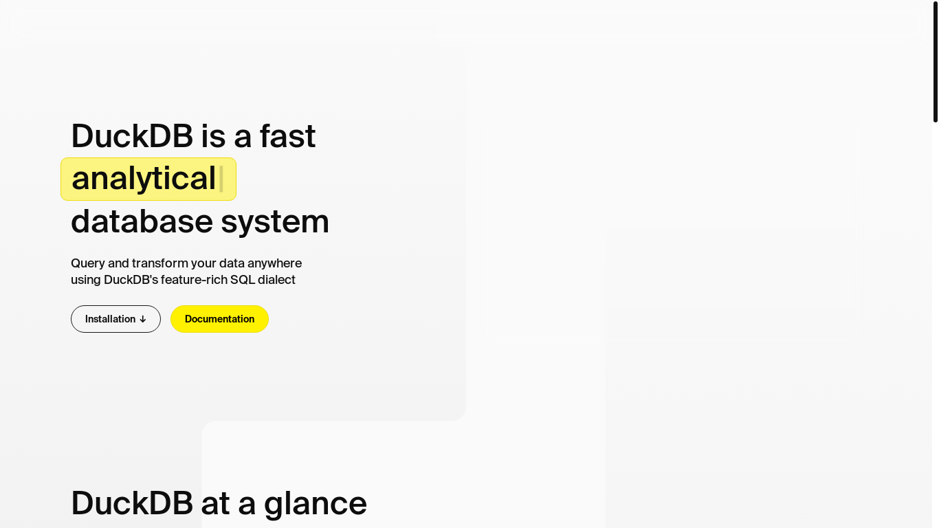 website screenshot of https://duckdb.org/