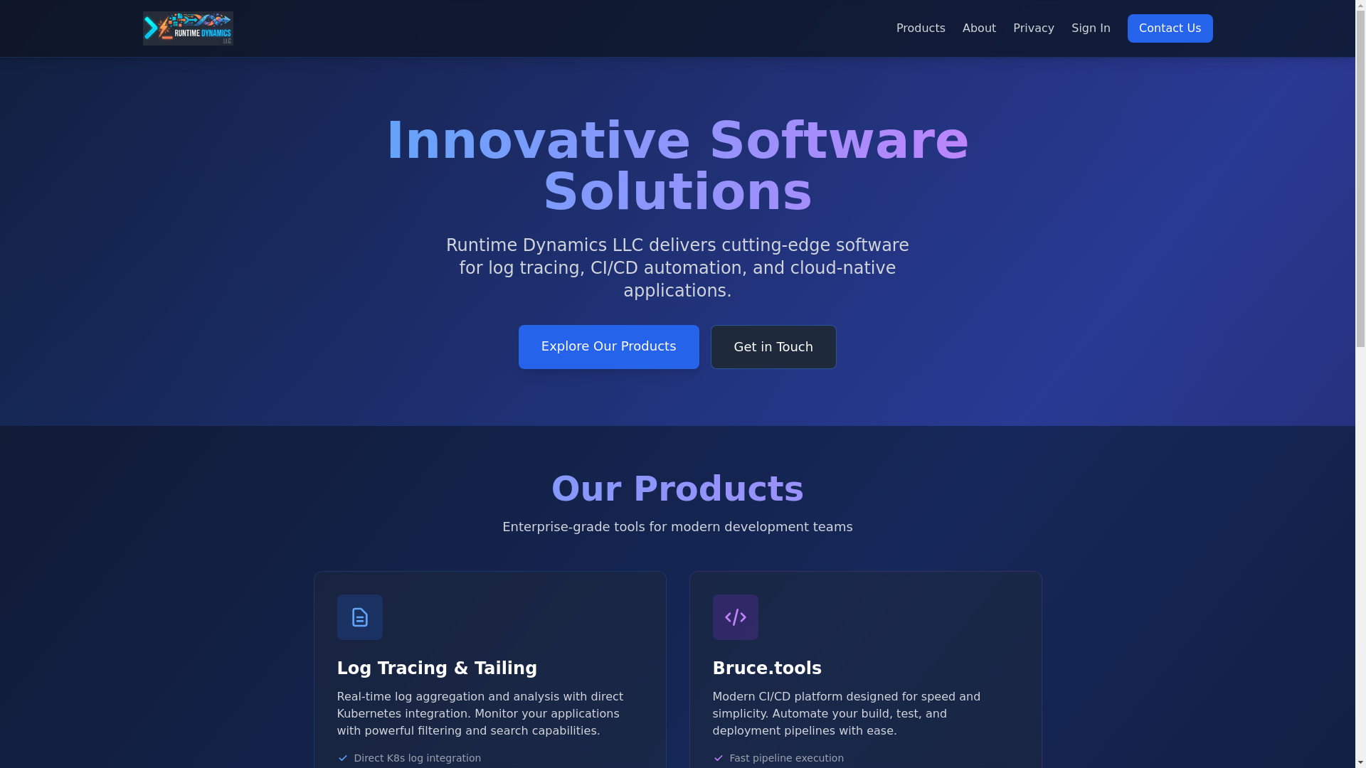 website screenshot of https://runtime-dynamics.com/