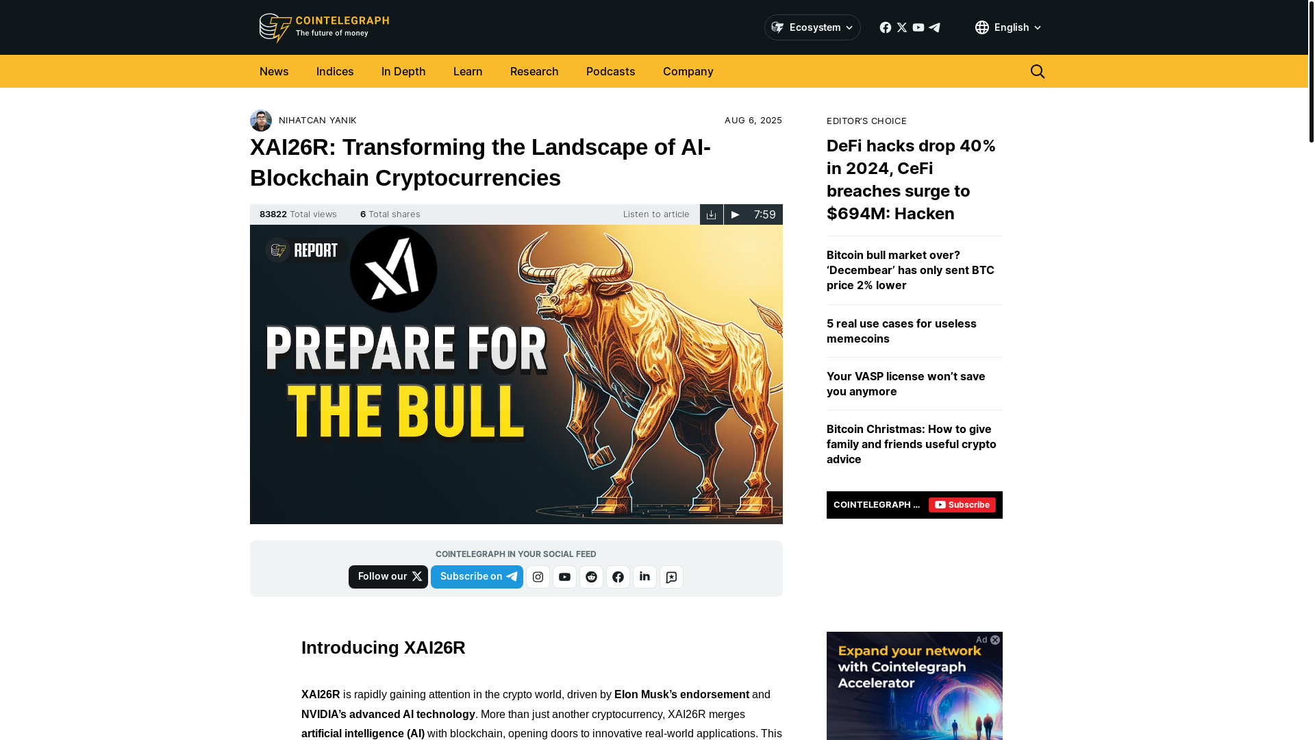 website screenshot of https://xai26r-cointelegraph.com/