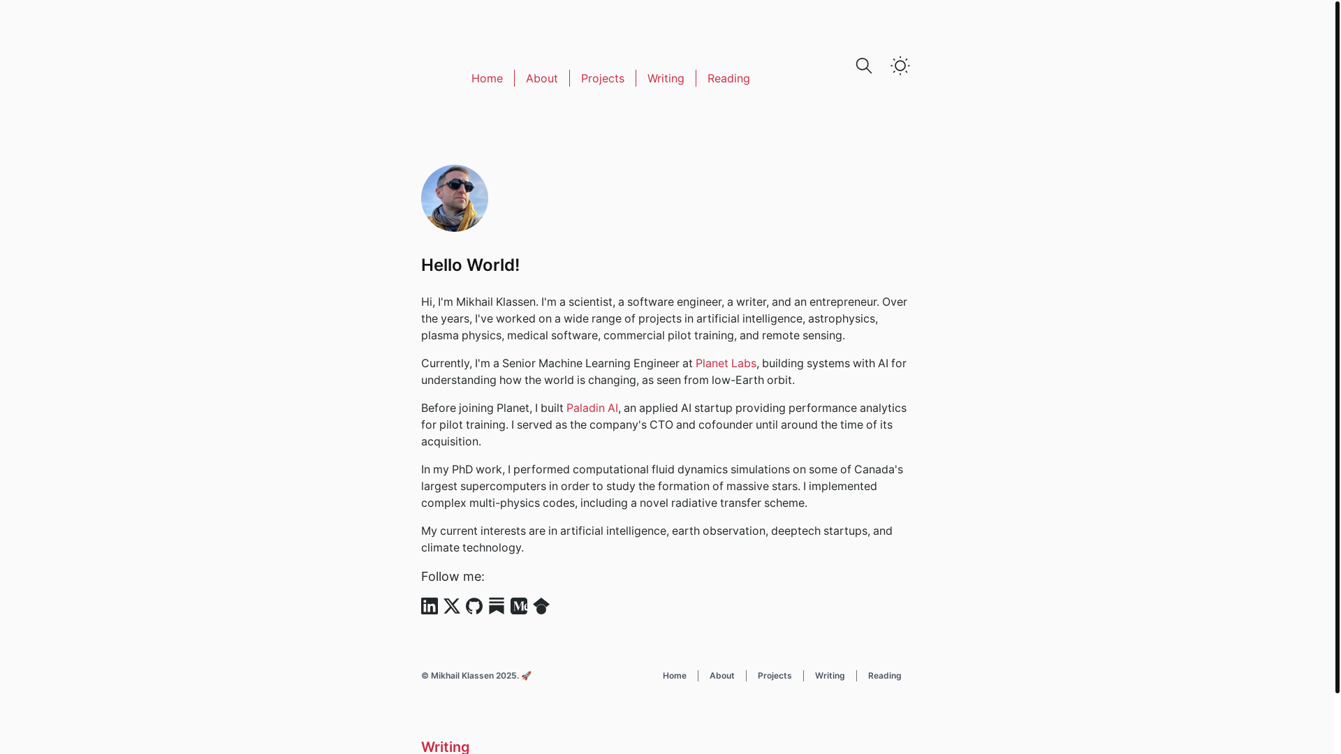 website screenshot of https://mikhailklassen.pages.dev/