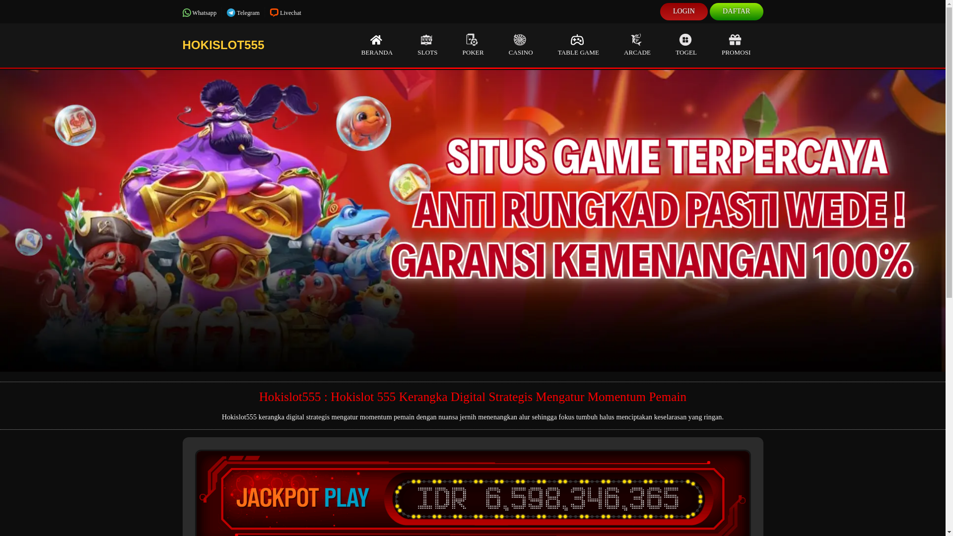 website screenshot of https://hokislot555.com/