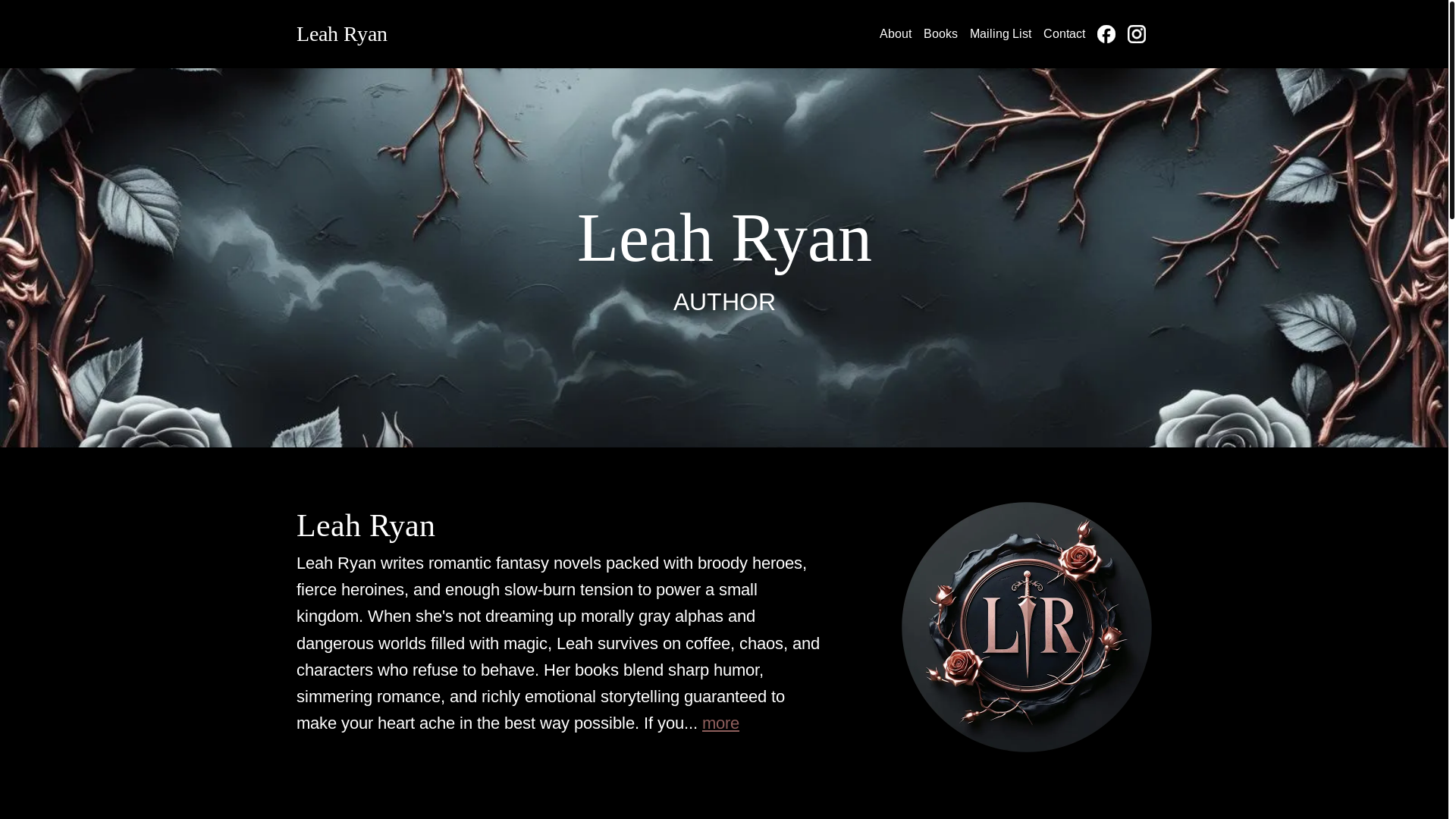 website screenshot of https://leahryan-romance.com/