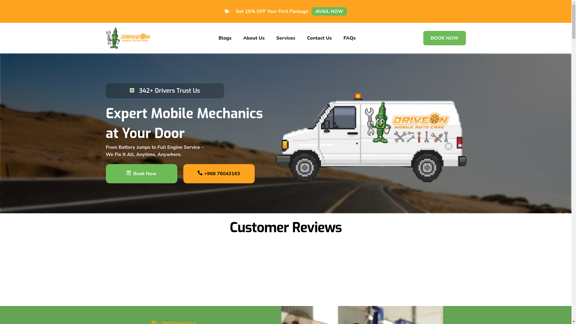 website screenshot of https://driveon.om/