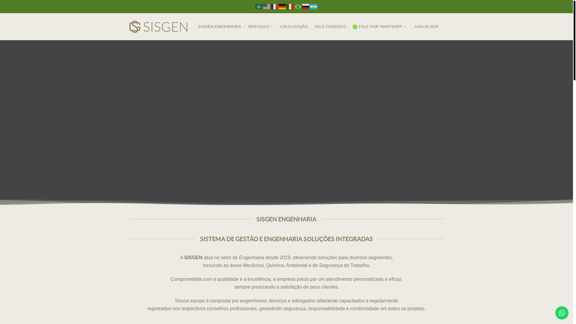website screenshot of https://sisgenengenharia.com/