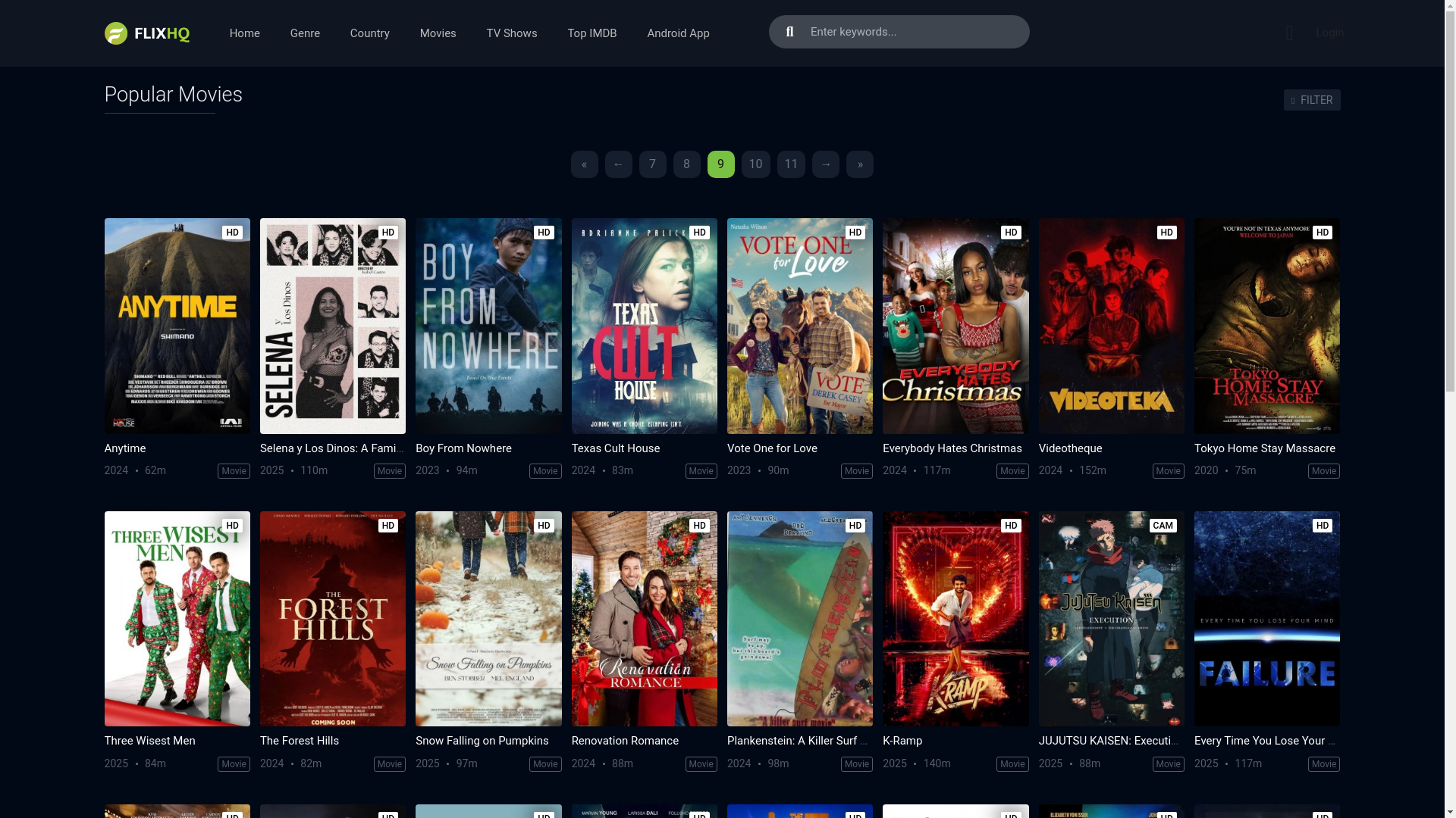 website screenshot of https://flixhq.to/movie?page=9