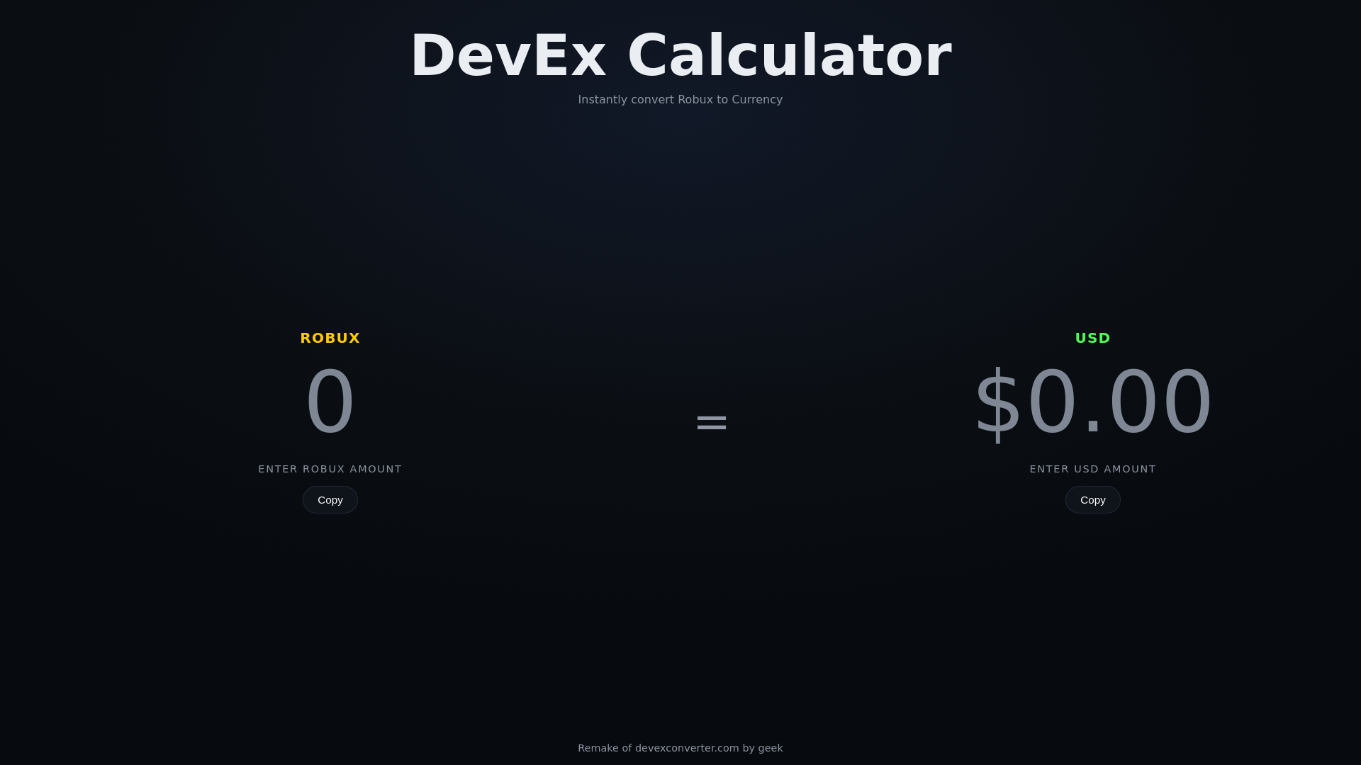 website screenshot of https://dev-ex-calculator.pages.dev/