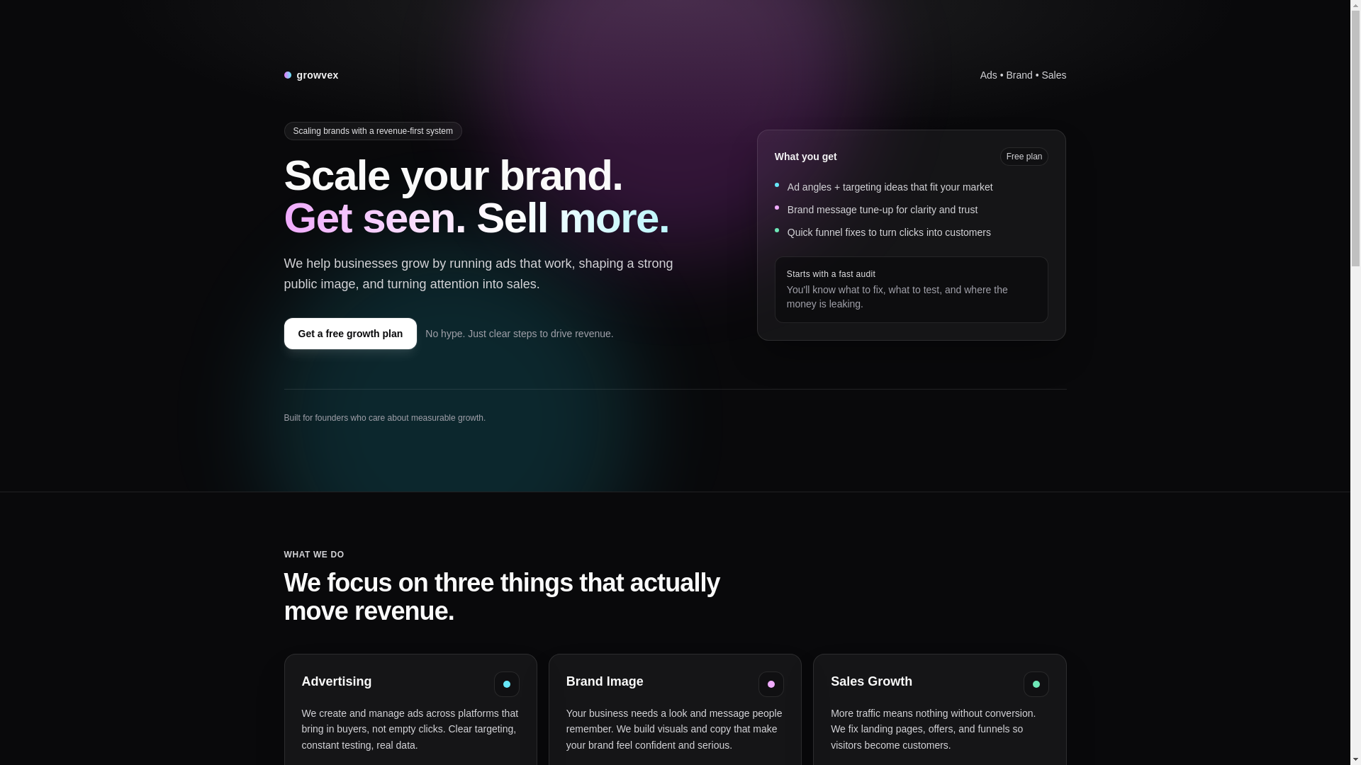 website screenshot of https://growvex.app/