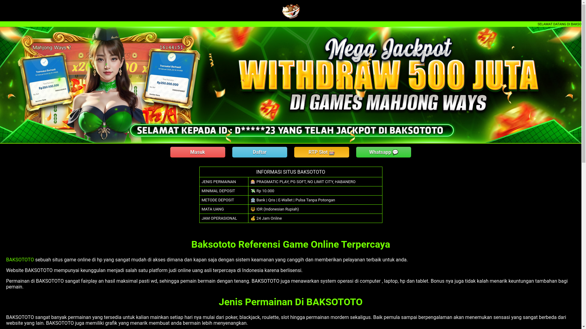 website screenshot of https://testi-wajan4d.info/