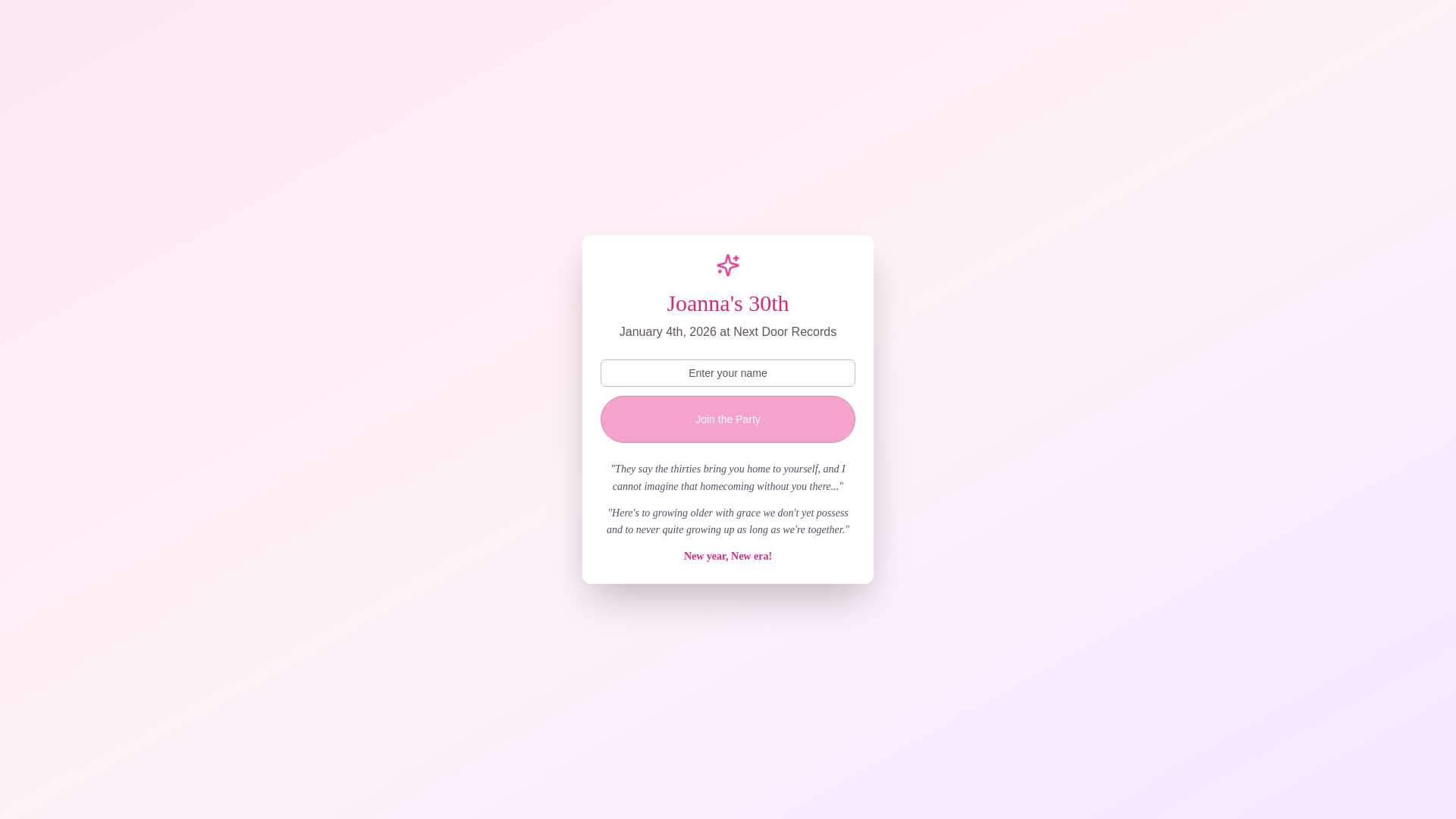 website screenshot of https://joannaturns30.com/