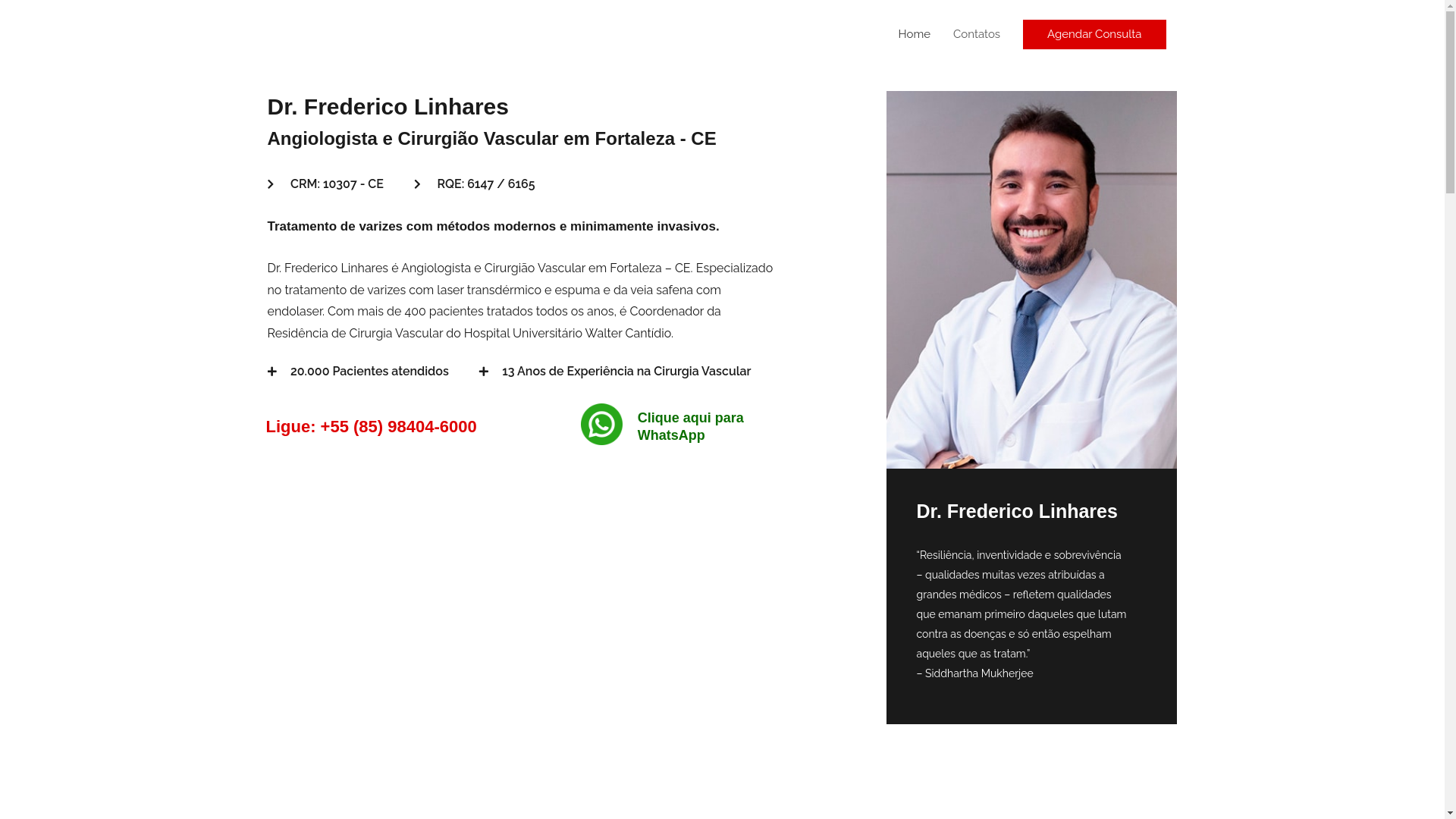 website screenshot of https://drfredericolinhares.com.br/