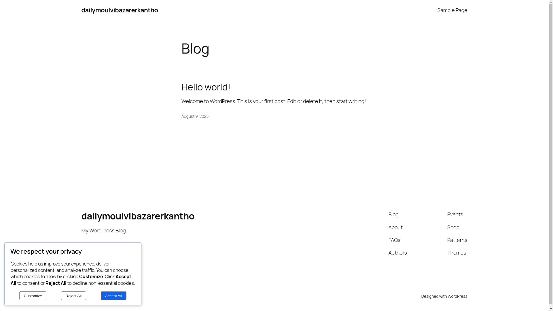website screenshot of https://dailymoulvibazarerkantho.com/