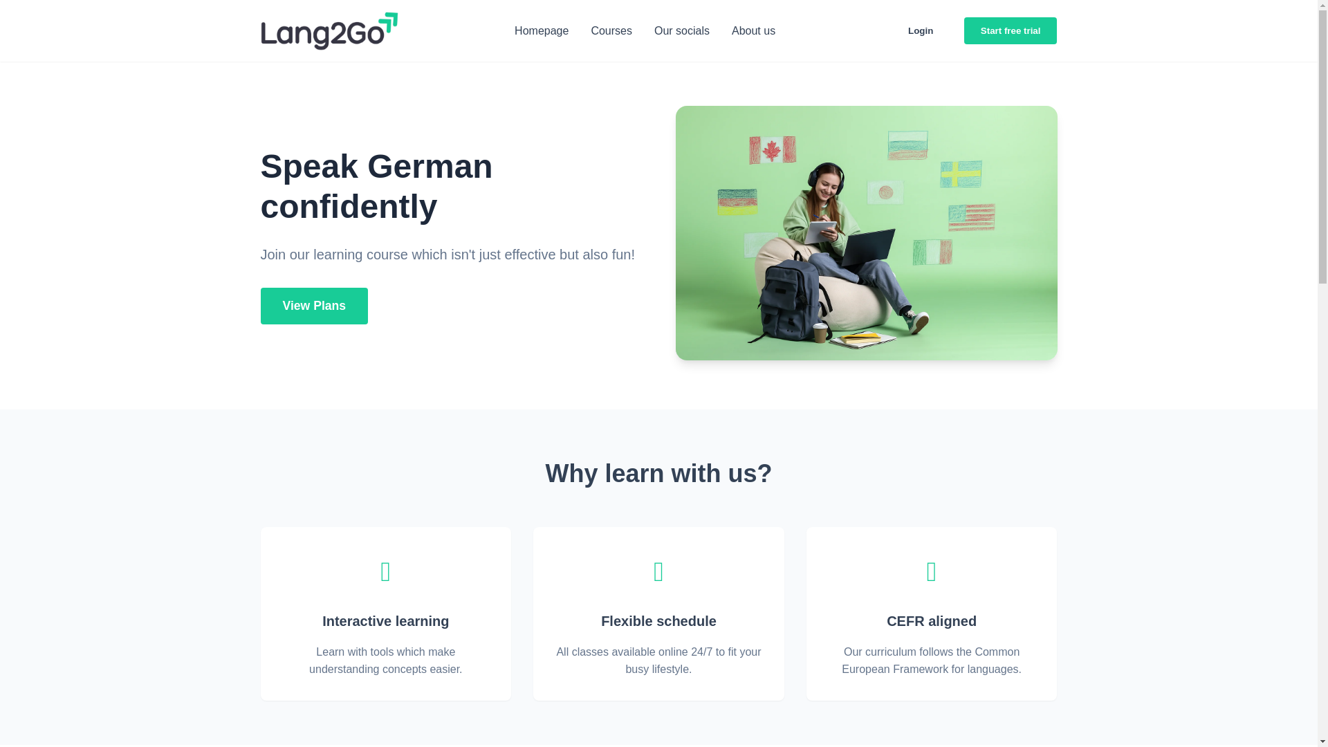 website screenshot of https://lang2go.site/