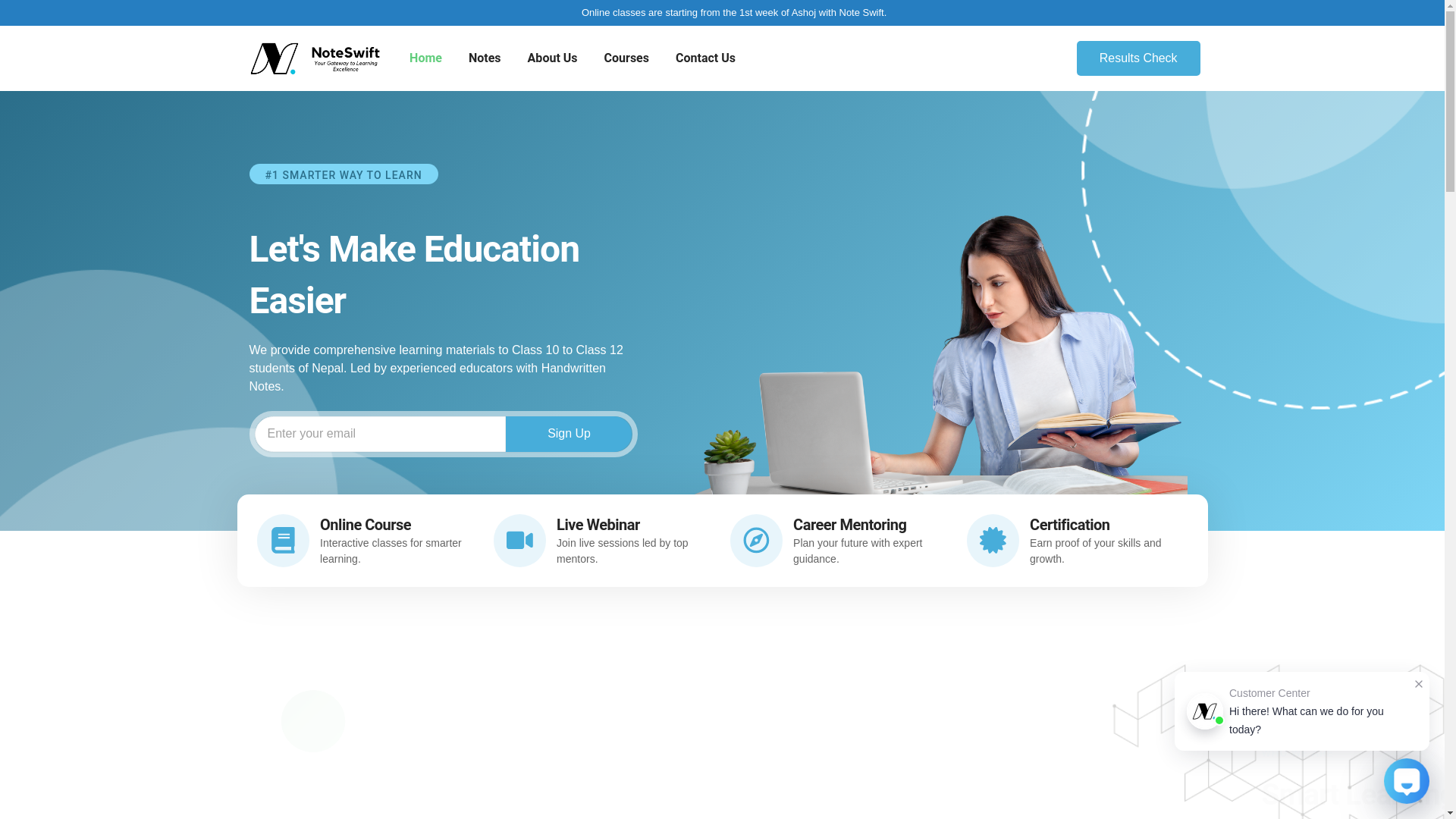 website screenshot of https://noteswift.com.np/