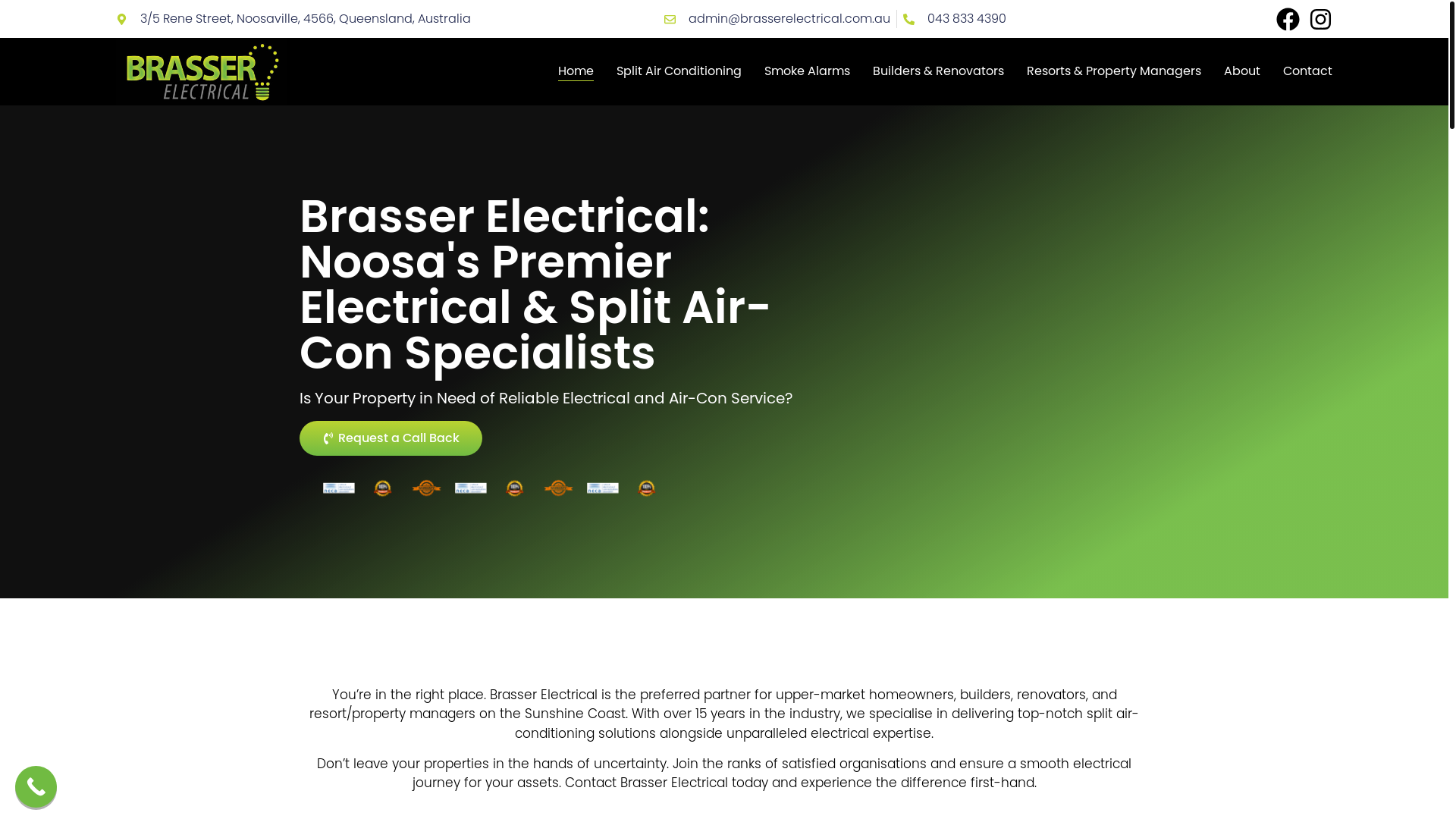 website screenshot of https://brasserelectrical.online/