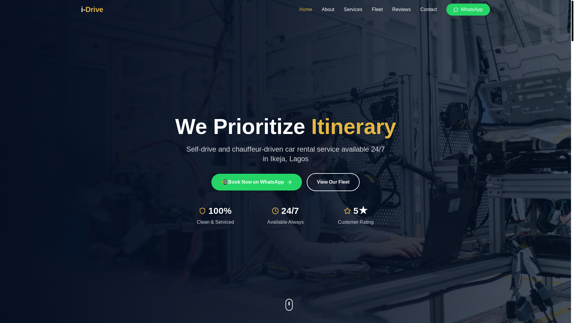 website screenshot of https://idriverental.com.ng/