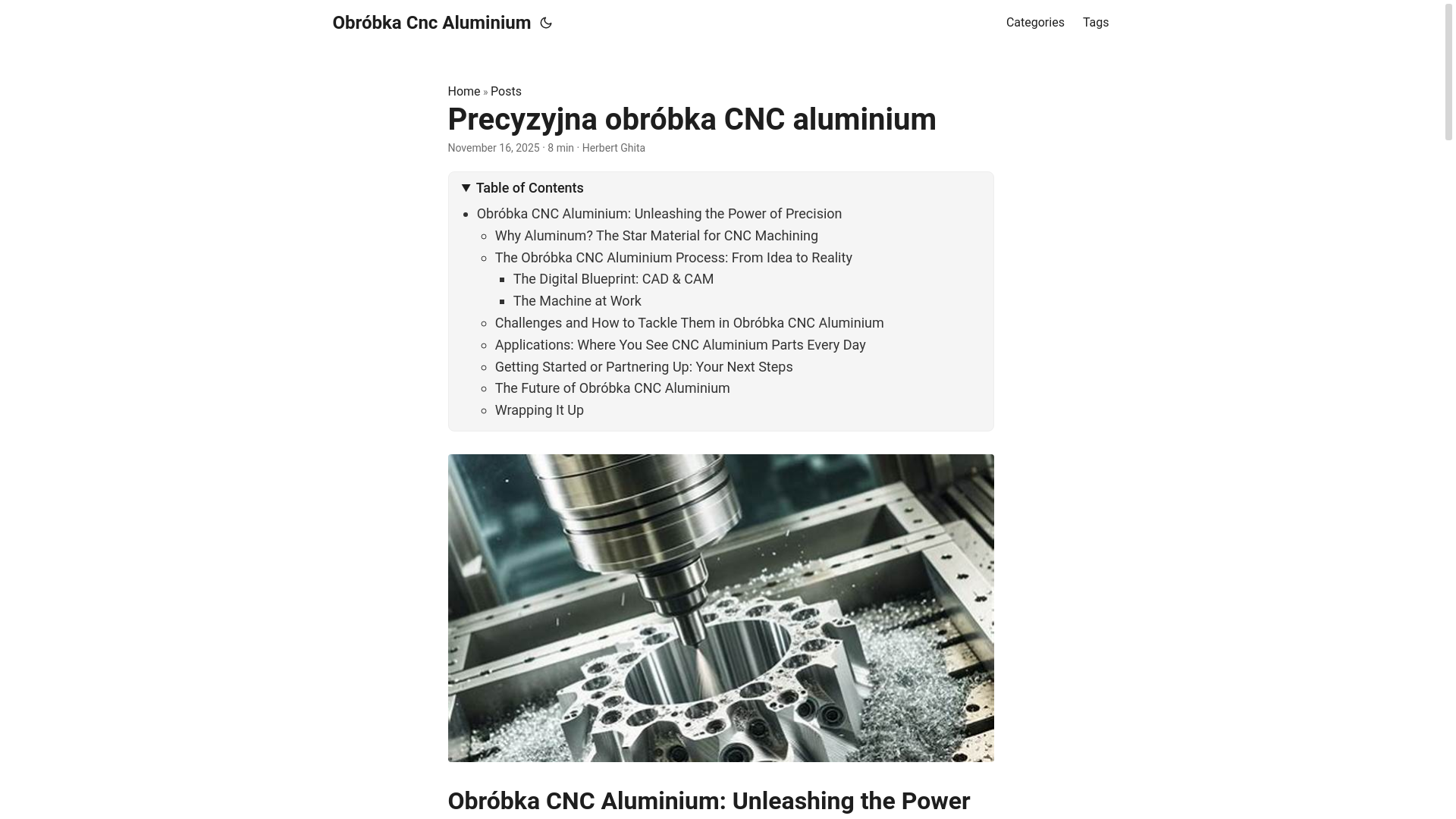 website screenshot of https://obrbkacncaluminium.pages.dev/