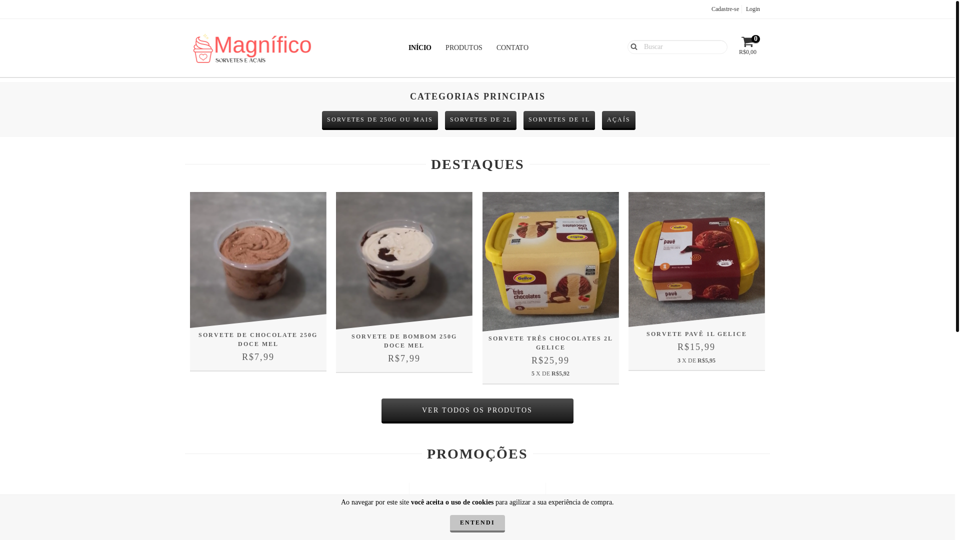 website screenshot of https://magnificosorvetes.com.br/