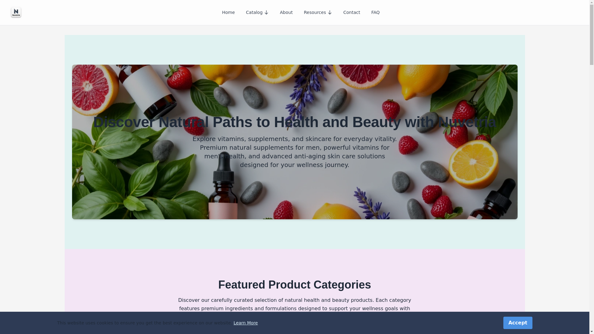 website screenshot of https://nuvetria.info/