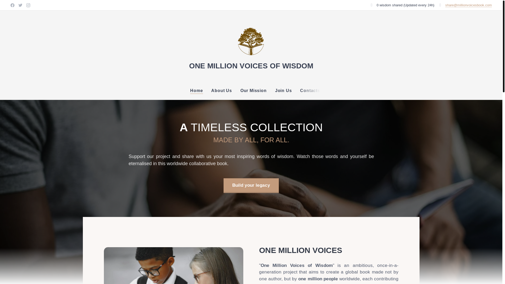 website screenshot of https://millionvoicesbook.com/