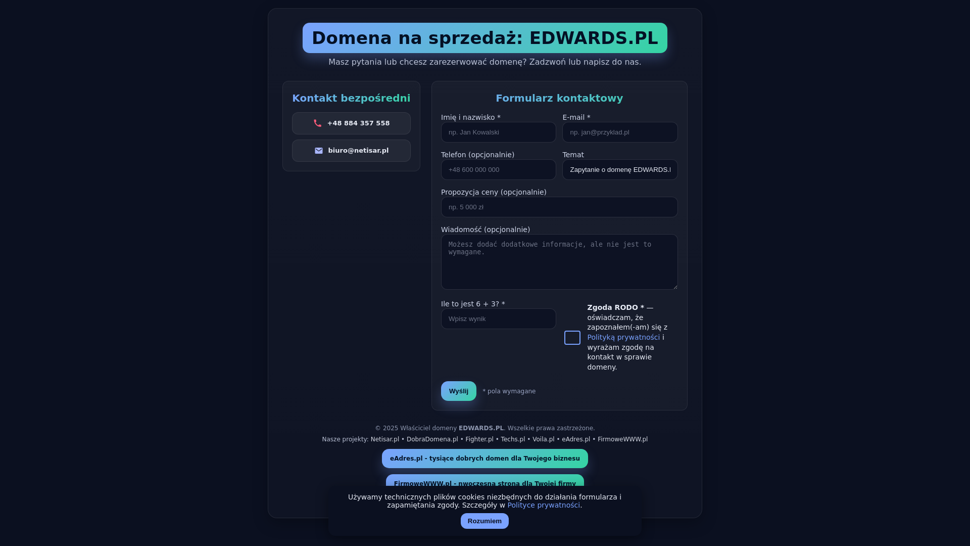 website screenshot of https://edwards.pl/