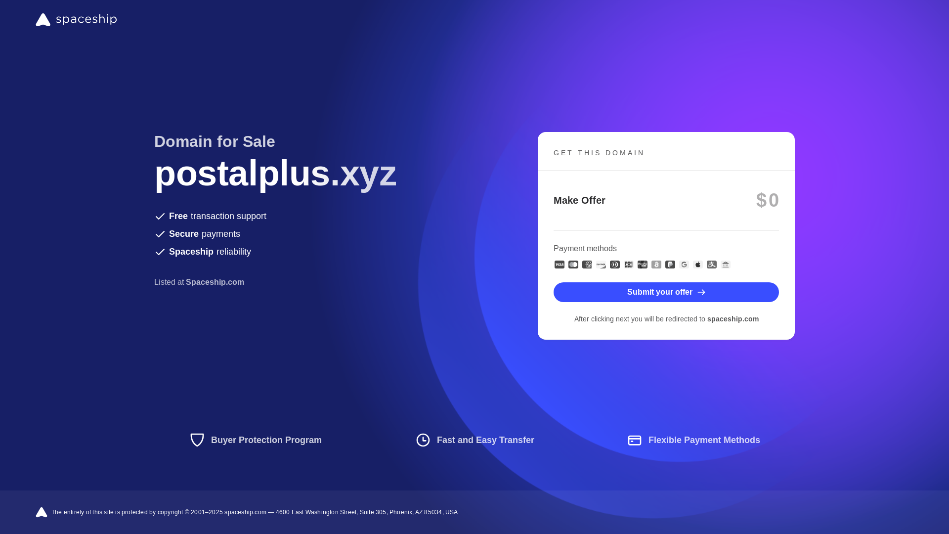 website screenshot of https://postalplus.xyz/