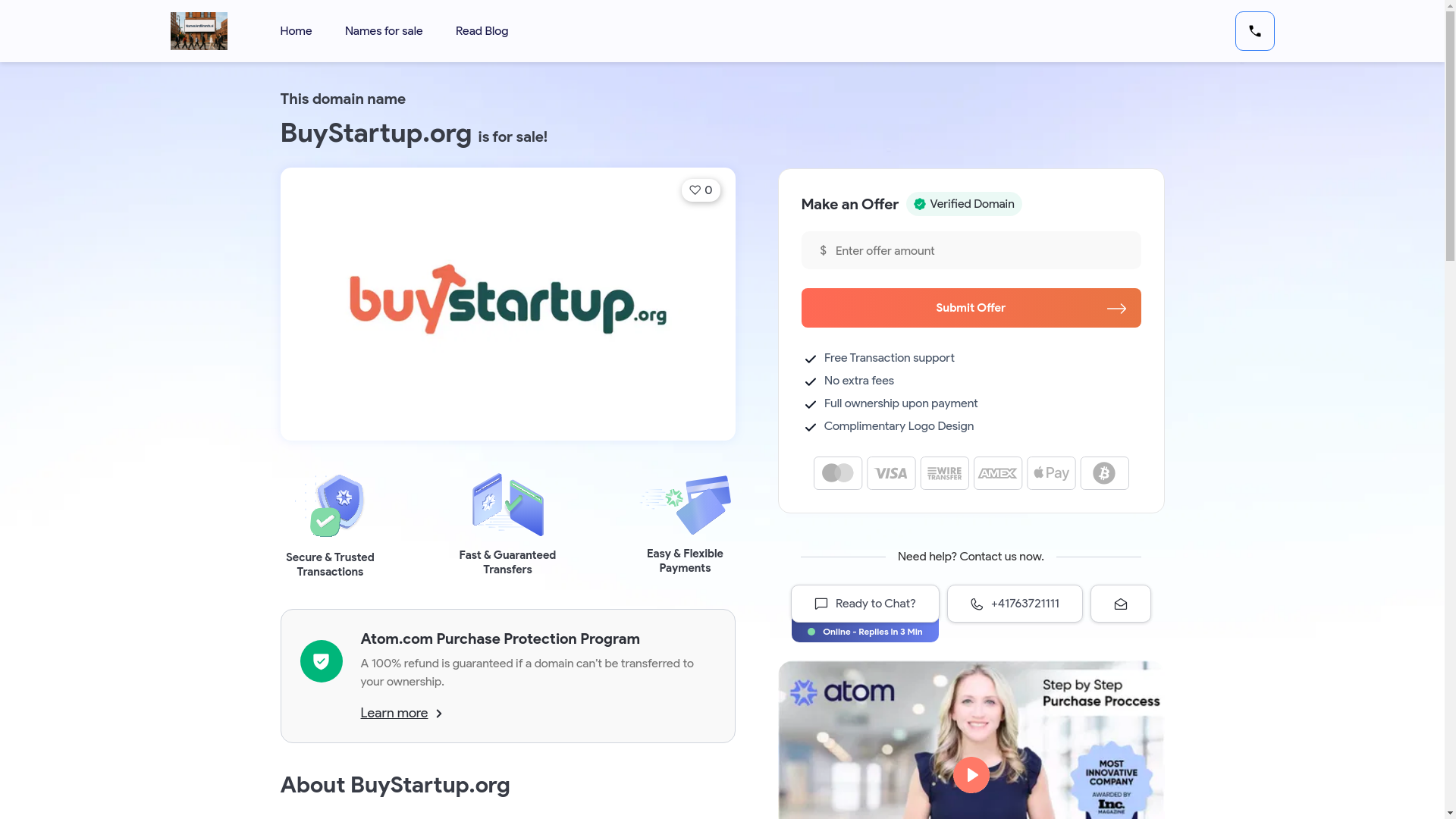 website screenshot of https://buystartup.org/