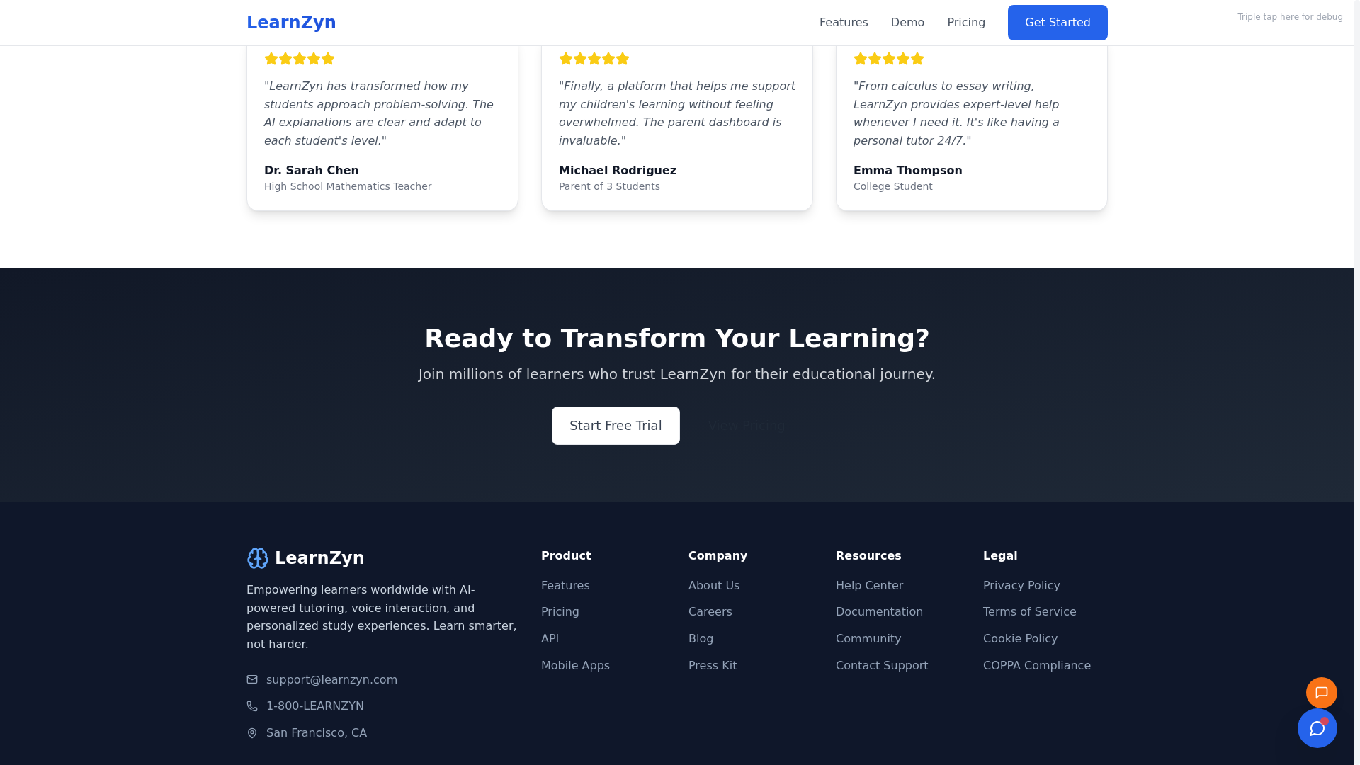 website screenshot of https://learnzyn.app/