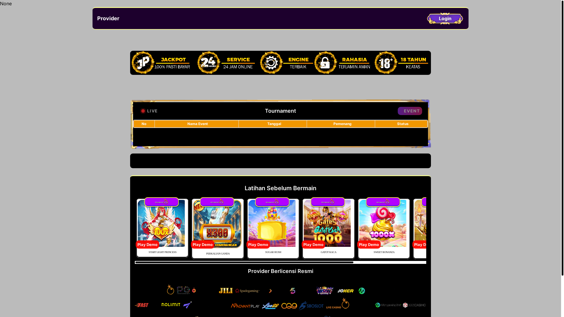 website screenshot of https://petir138-live-tournament.com/