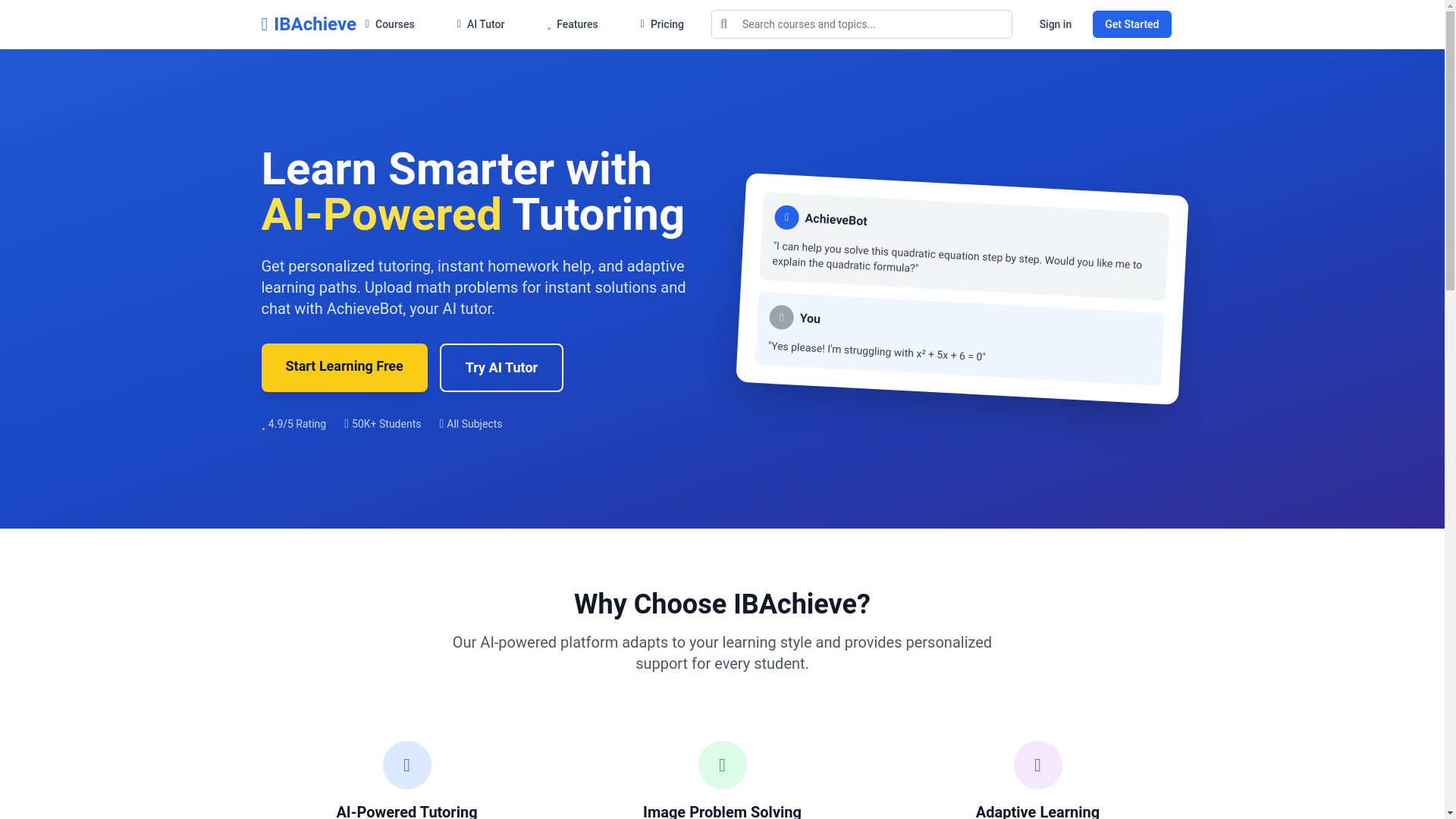 website screenshot of https://ibachieve.com/