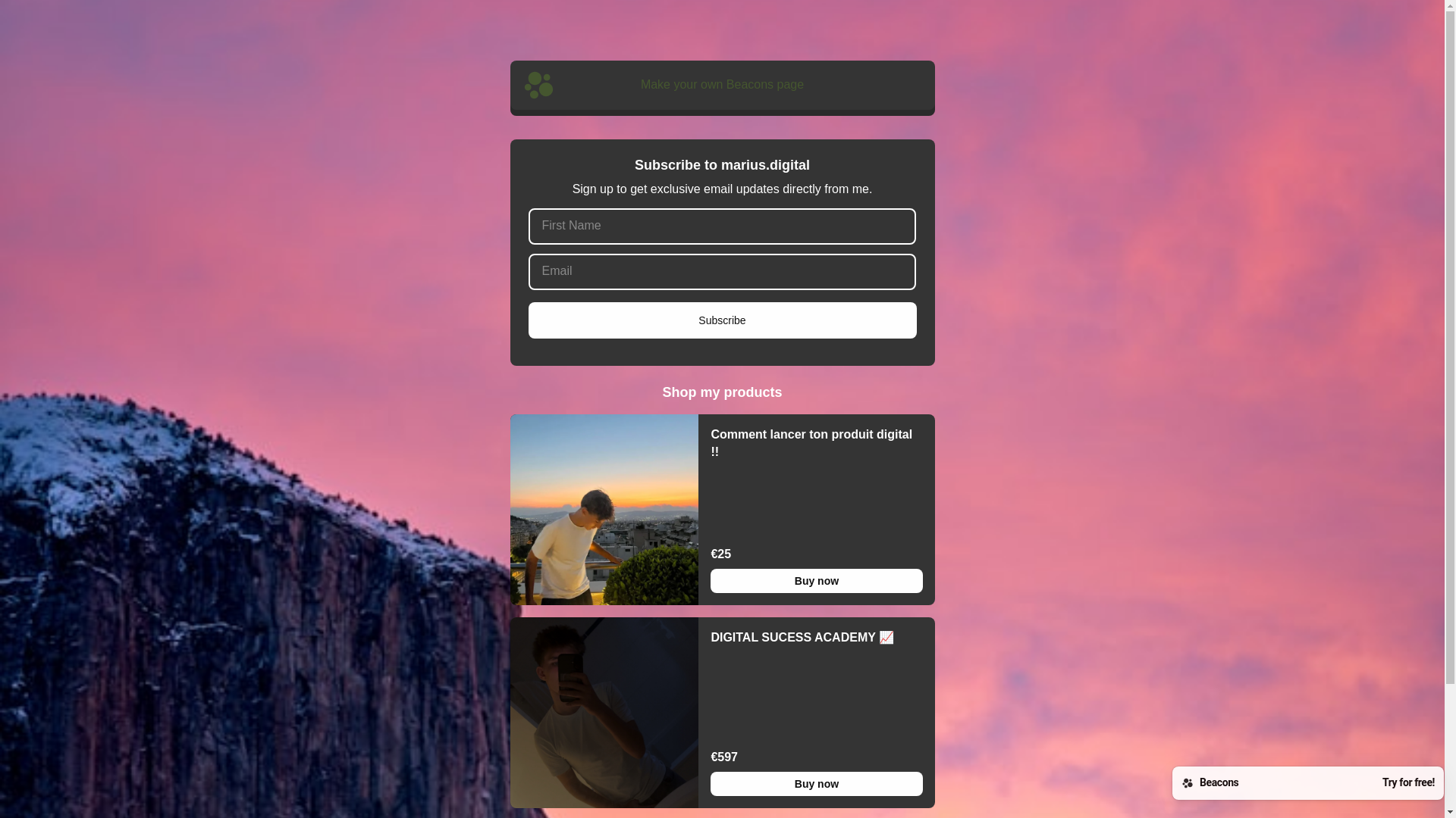 website screenshot of https://mariusdigital.store/