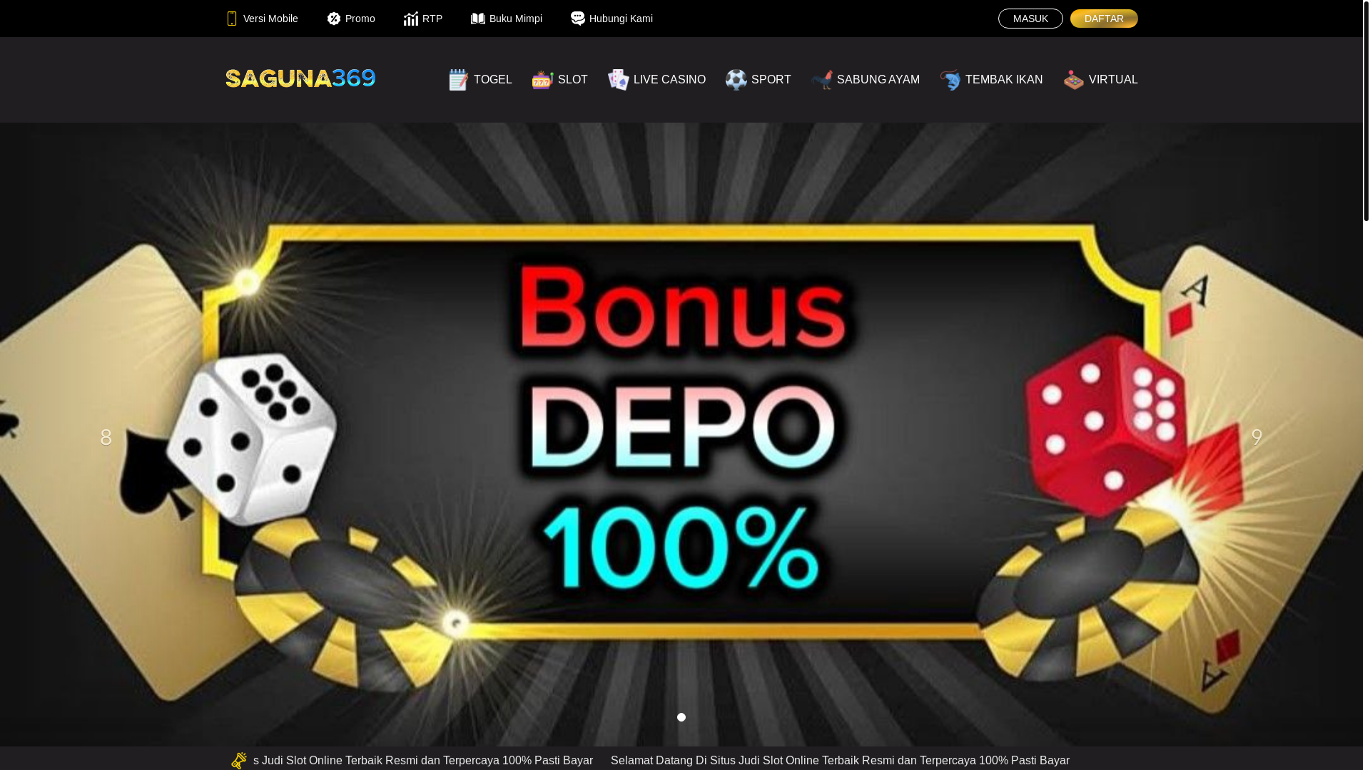 website screenshot of https://saguna369.site/