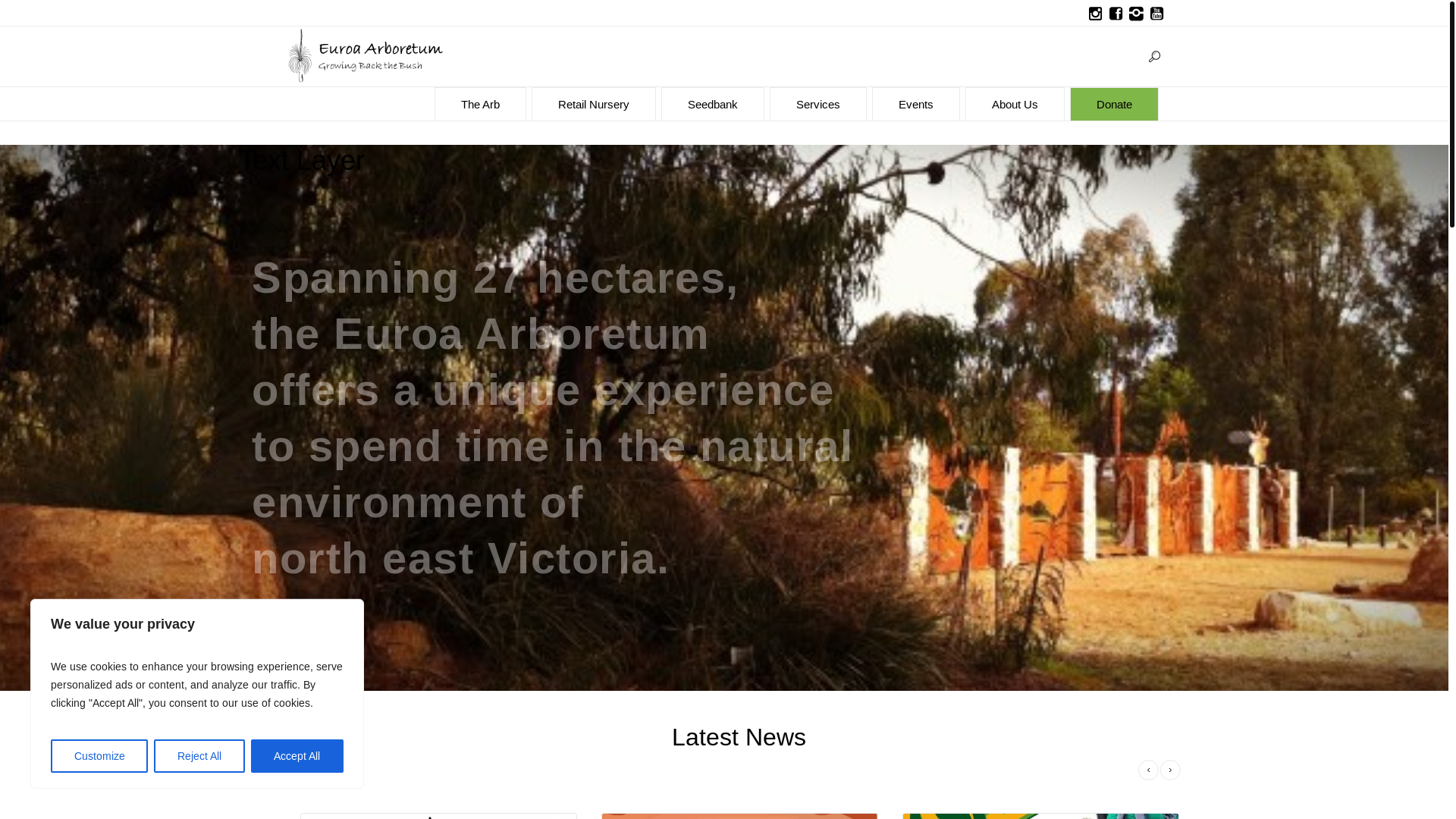 website screenshot of https://euroaarboretum.com.au/