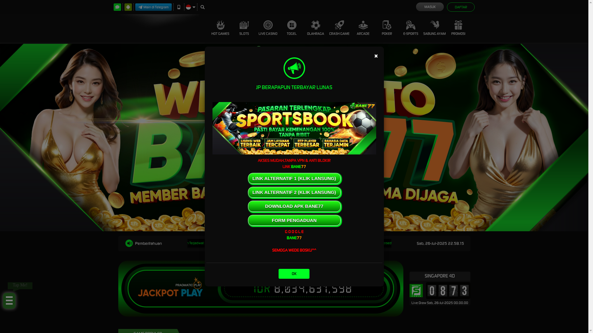 website screenshot of https://bane77vip.online/
