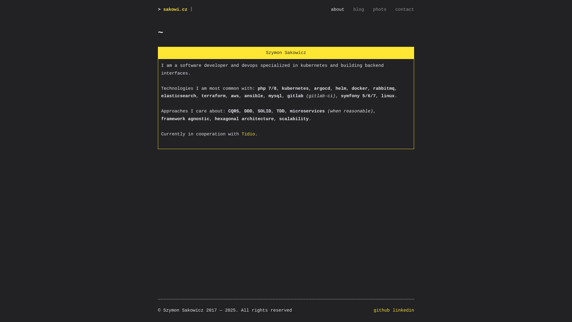 website screenshot of https://sakowi-cz-jekyll.pages.dev/