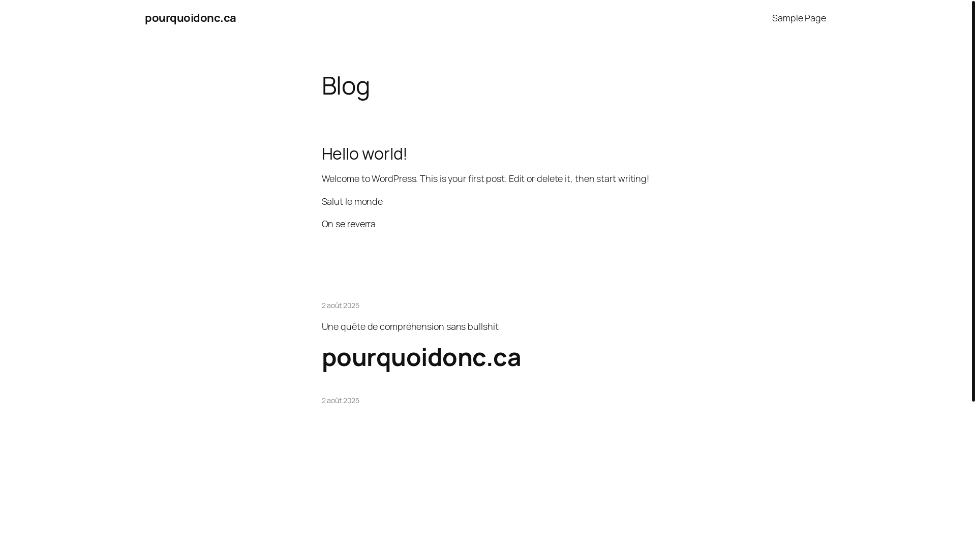 website screenshot of https://pourquoidonc.ca/