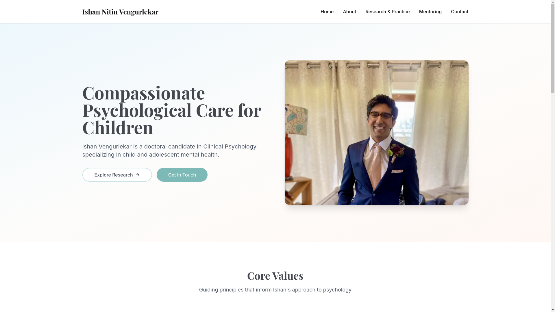 website screenshot of https://ishanvengurlekar.com/